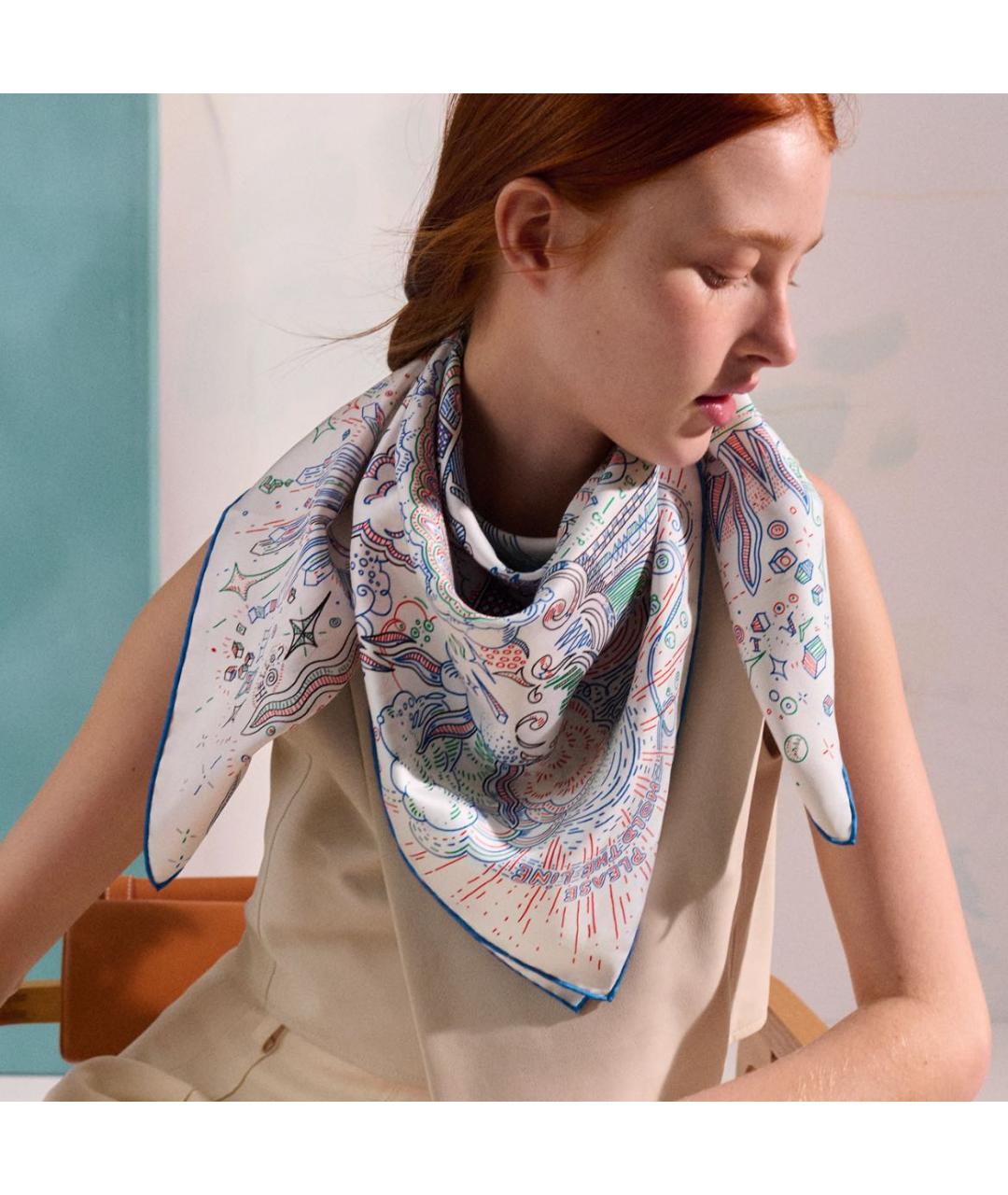 HERMES Мульти шелковый платок, фото 2