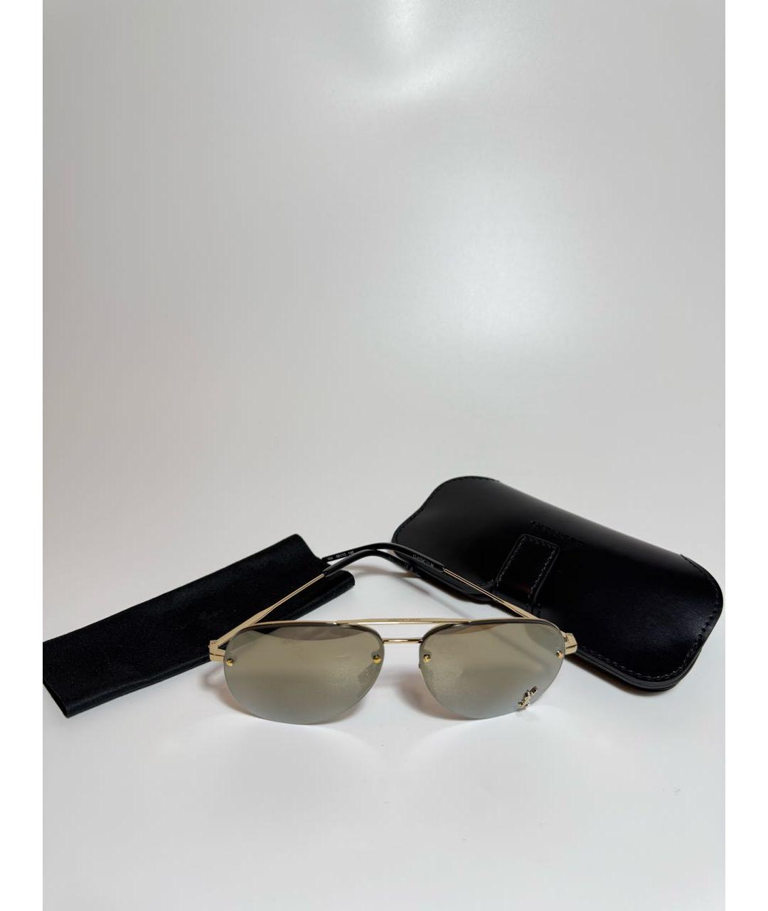SAINT LAURENT Золотые металлические солнцезащитные очки, фото 4