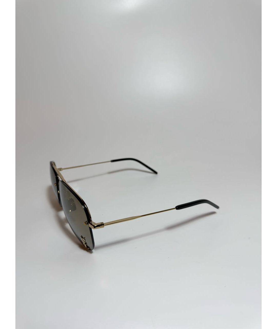 SAINT LAURENT Золотые металлические солнцезащитные очки, фото 2