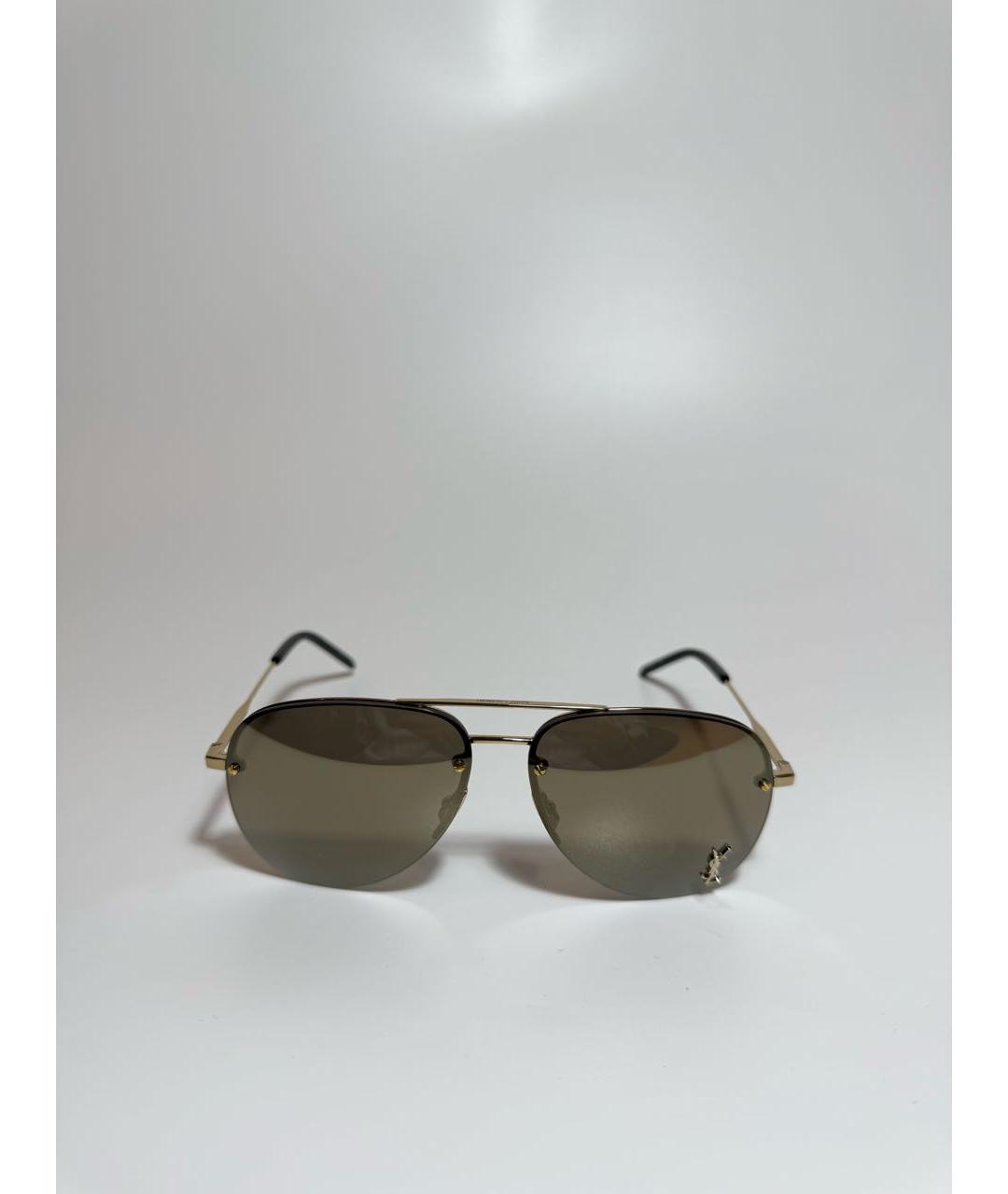 SAINT LAURENT Золотые металлические солнцезащитные очки, фото 5