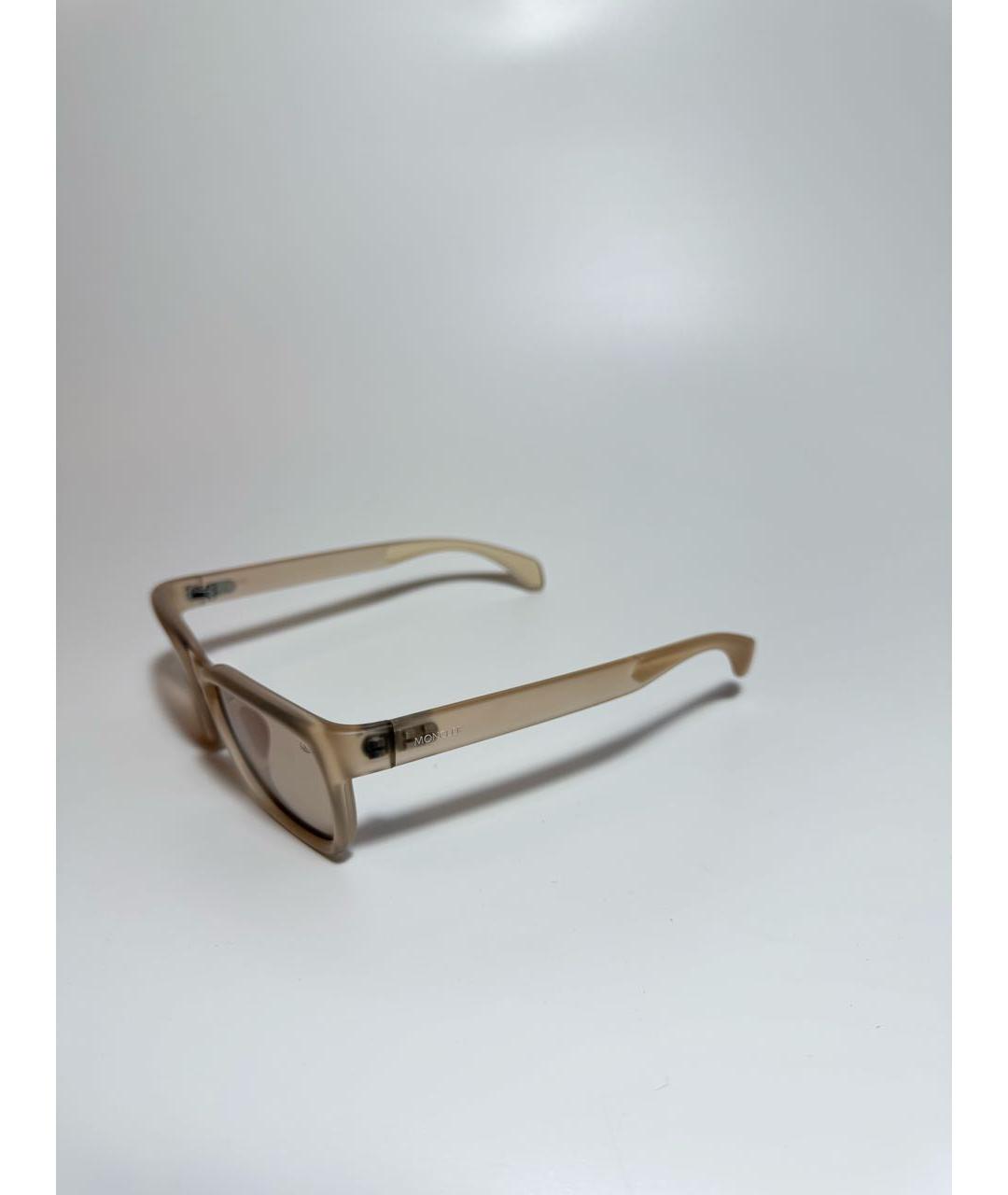 MONCLER Бежевые пластиковые солнцезащитные очки, фото 2