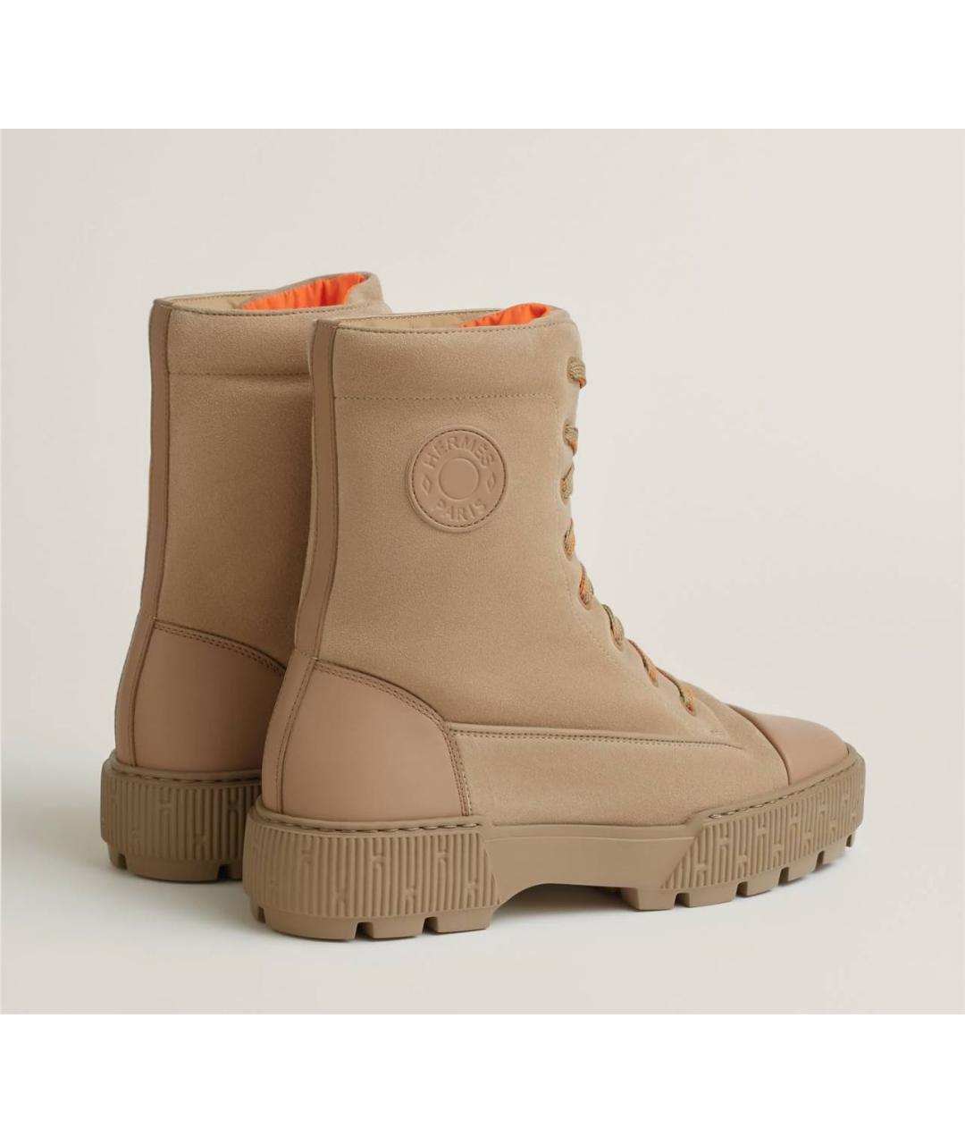 HERMES Бежевые замшевые высокие ботинки, фото 2