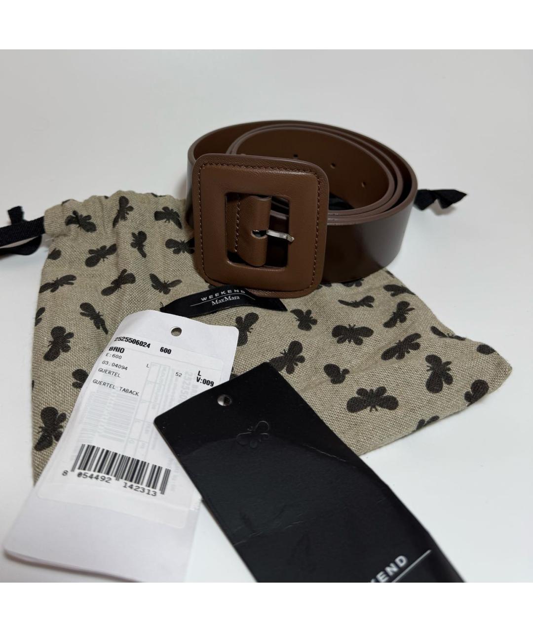 MAX MARA Коричневый кожаный ремень, фото 4