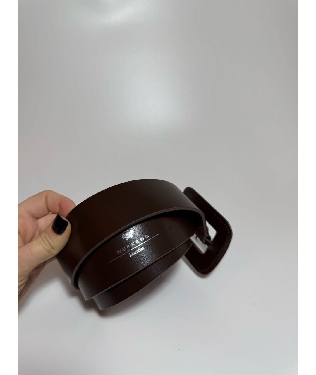 MAX MARA Коричневый кожаный ремень, фото 2