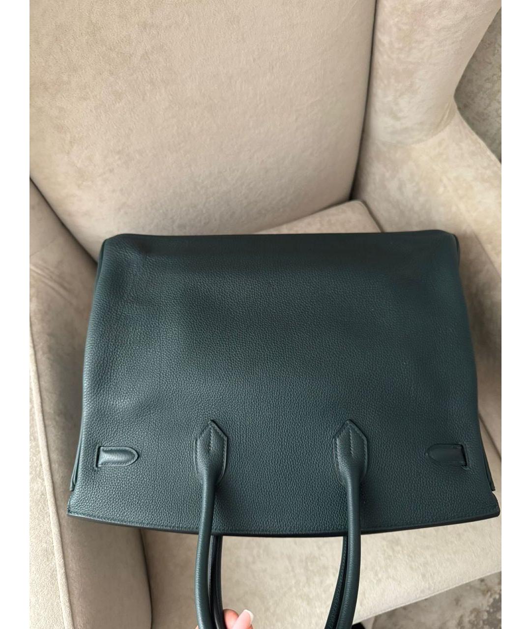 HERMES Зеленая кожаная сумка с короткими ручками, фото 3