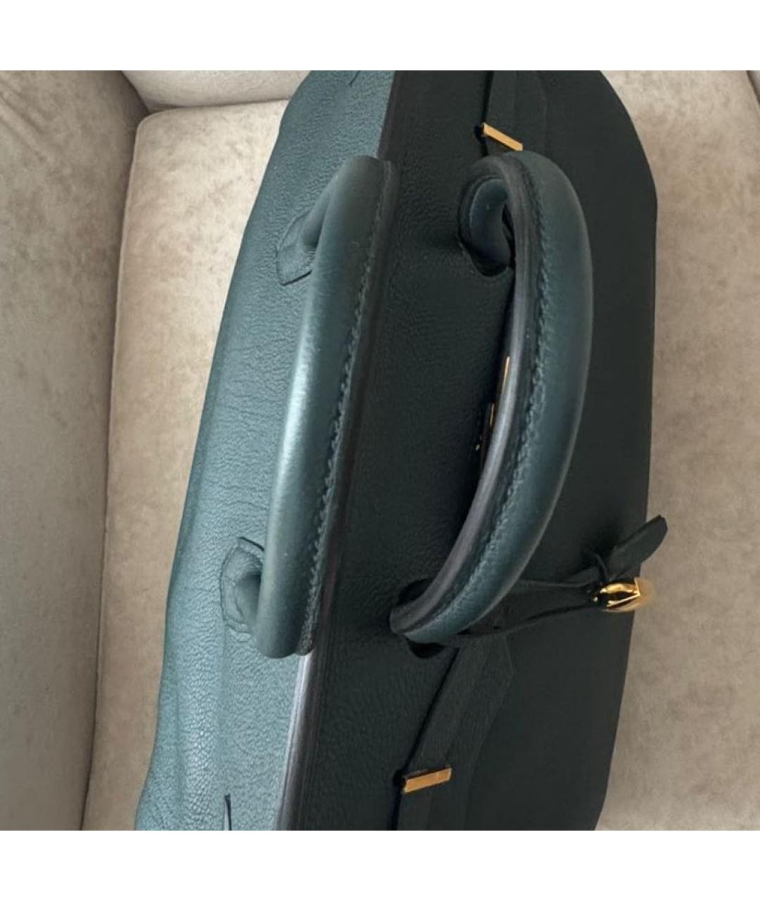 HERMES Зеленая кожаная сумка с короткими ручками, фото 8