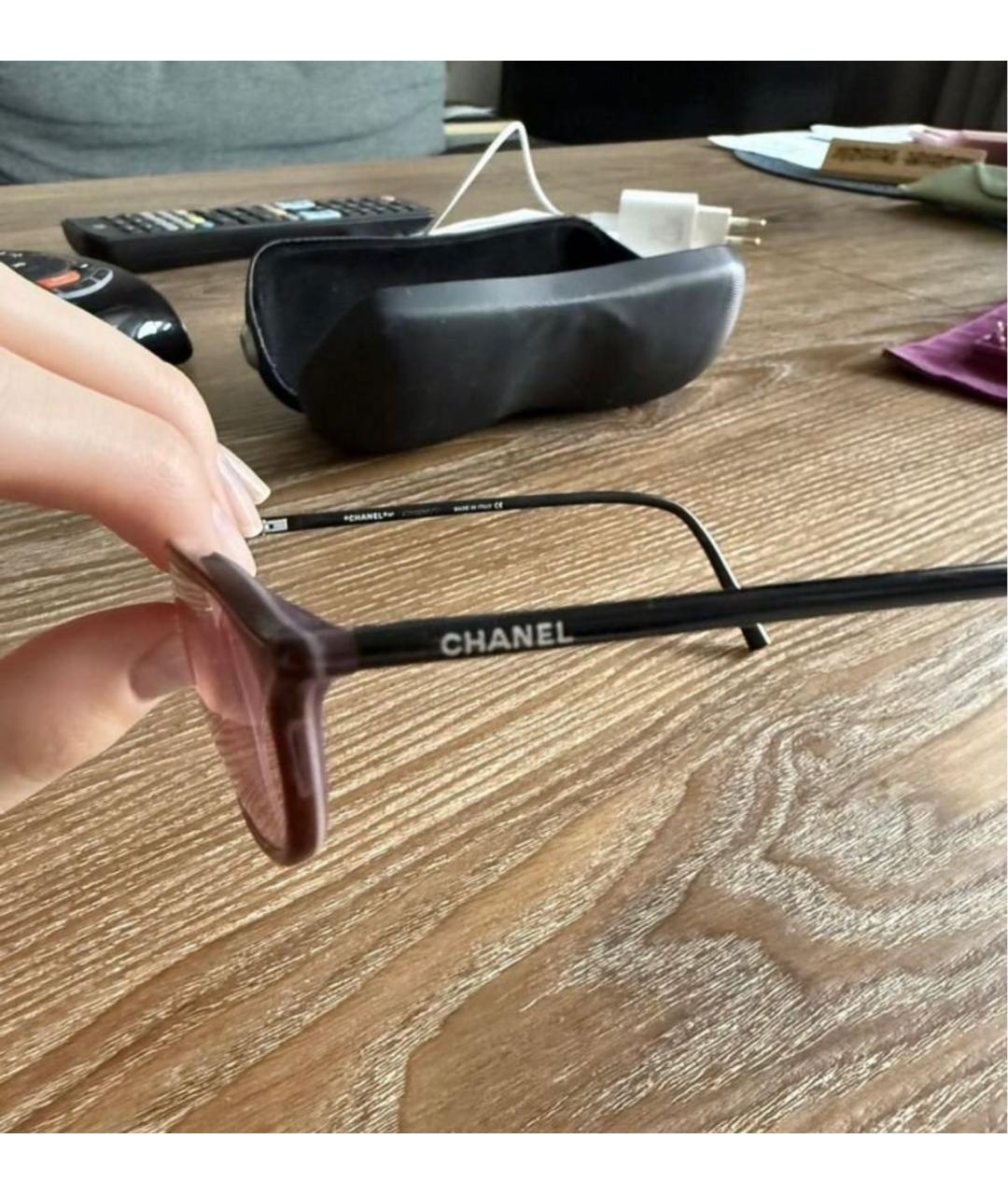 CHANEL Бордовые пластиковые солнцезащитные очки, фото 2