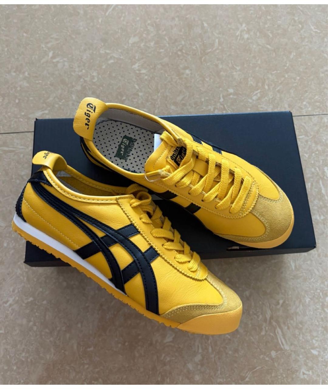 ONITSUKA TIGER Желтые кожаные низкие кроссовки / кеды, фото 2