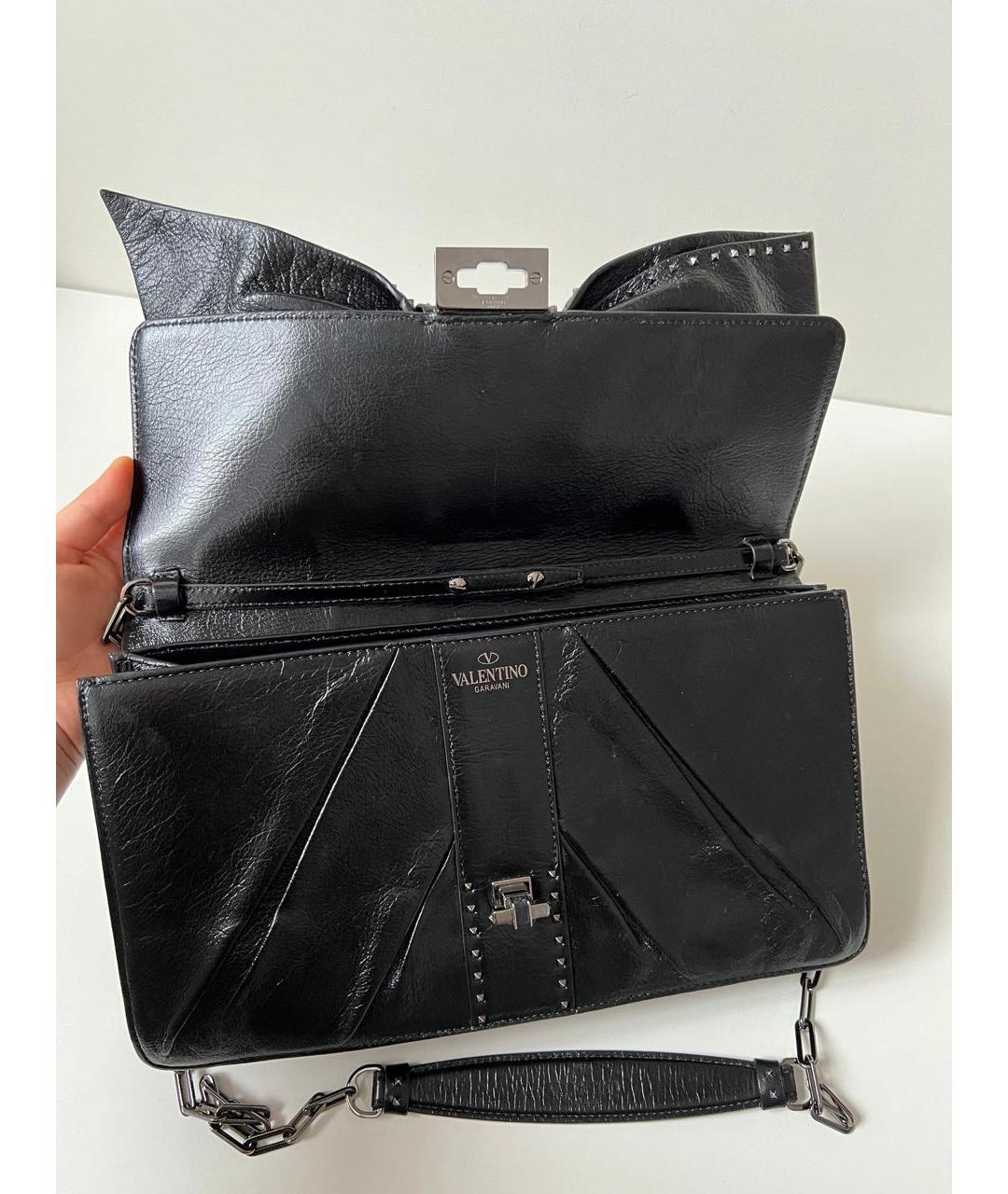 VALENTINO Черная кожаная сумка через плечо, фото 4