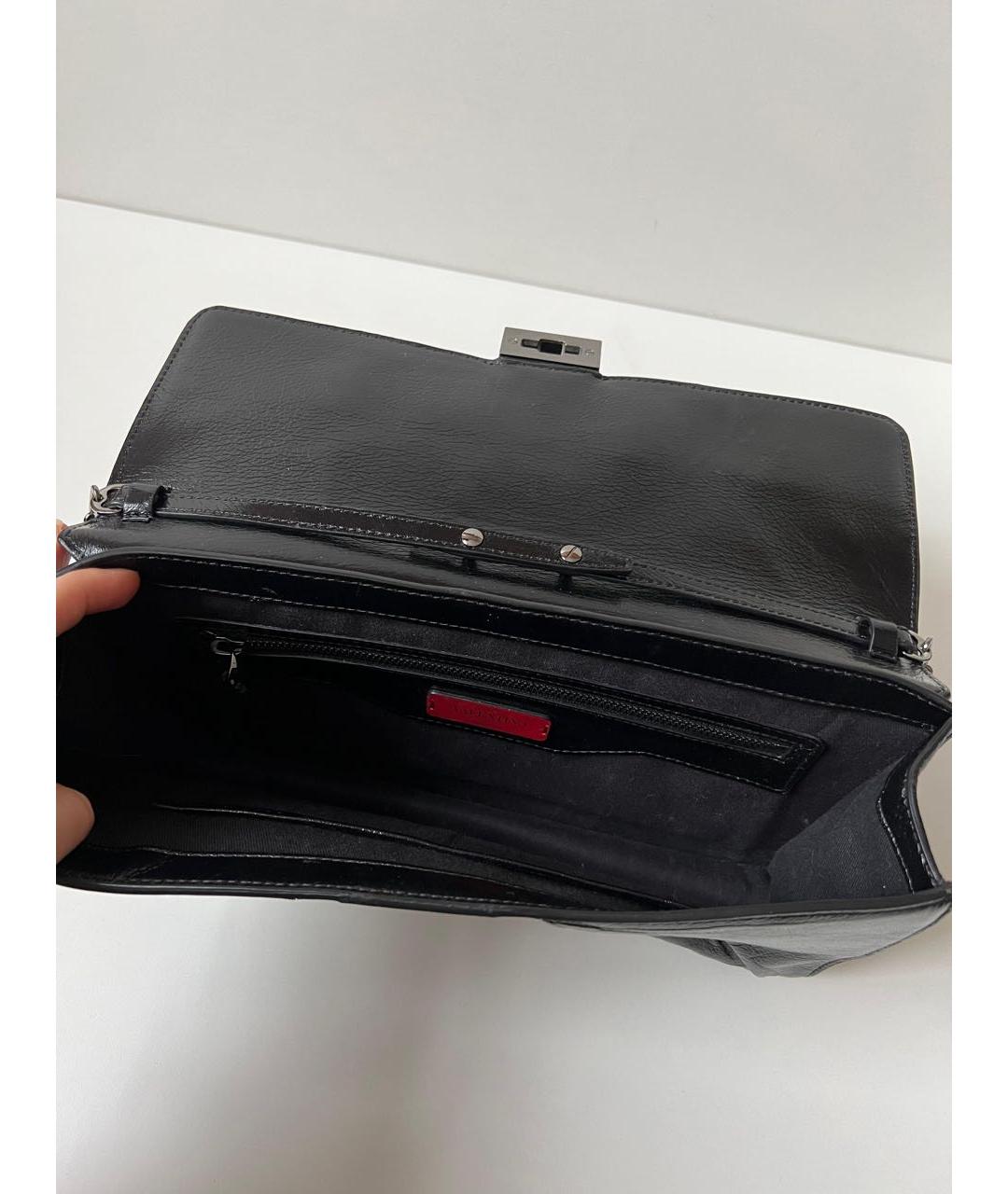 VALENTINO Черная кожаная сумка через плечо, фото 7
