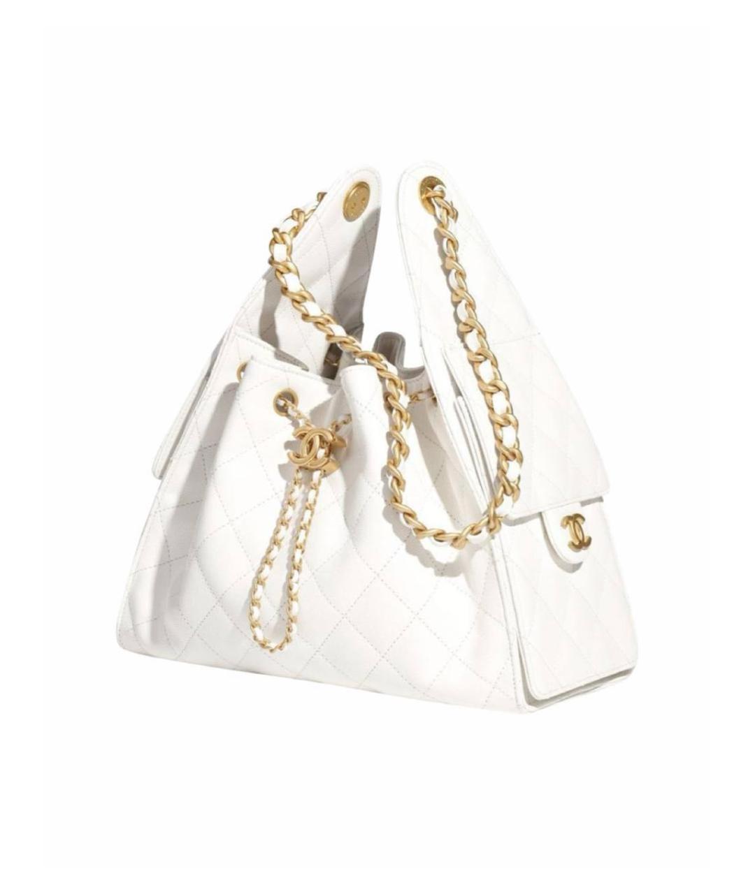 CHANEL Белая кожаная сумка через плечо, фото 3