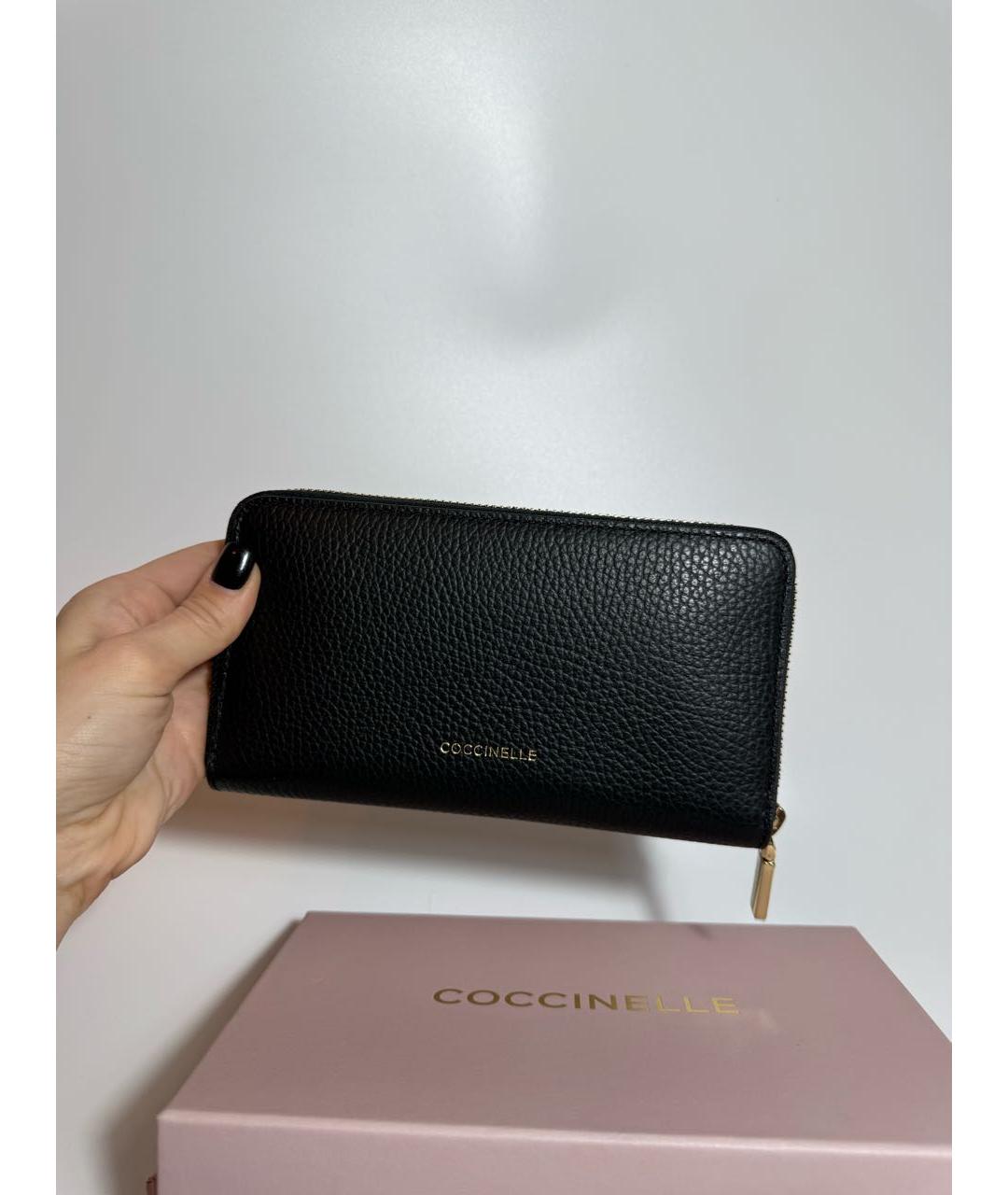 COCCINELLE Черный кожаный кошелек, фото 2