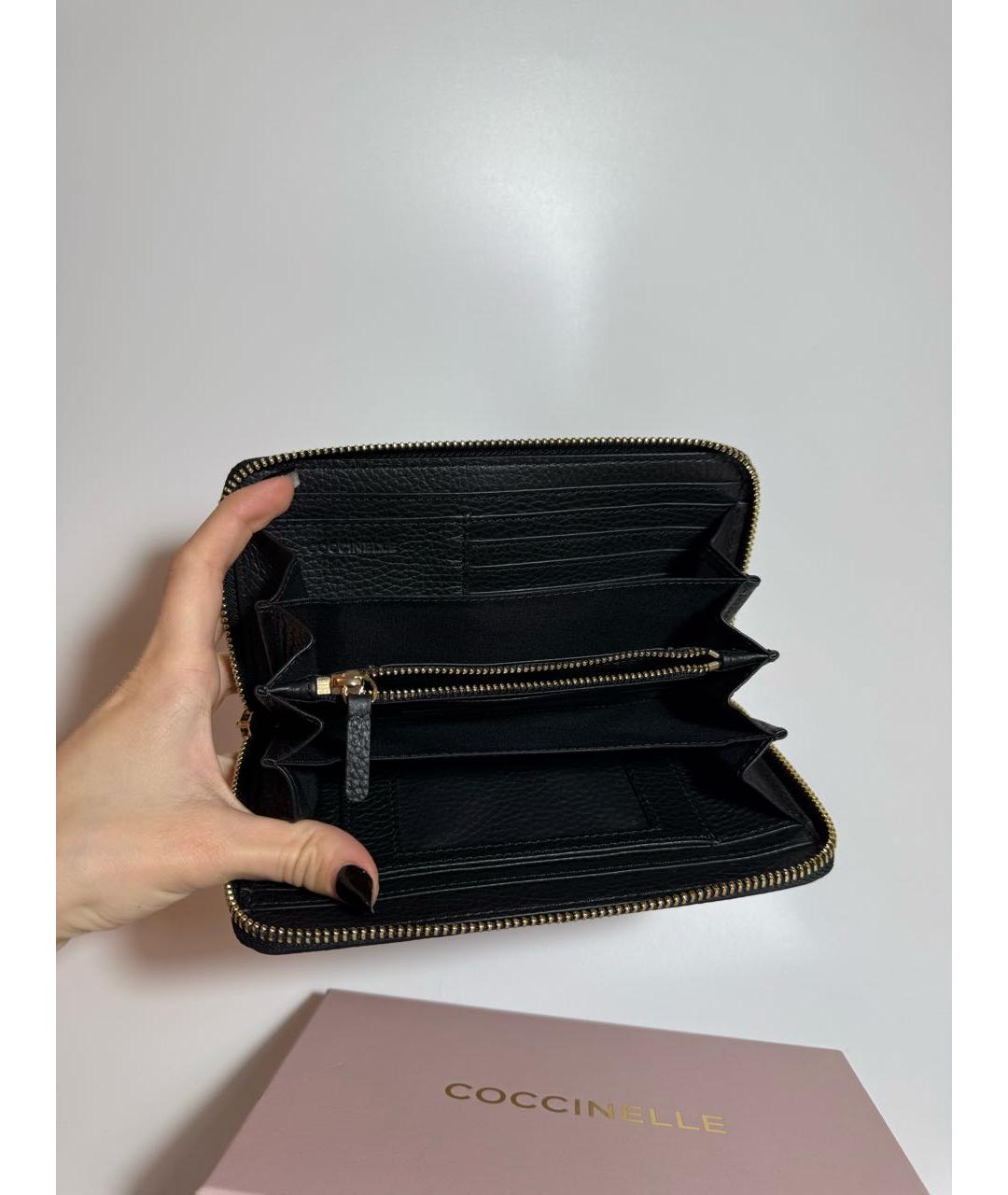COCCINELLE Черный кожаный кошелек, фото 3