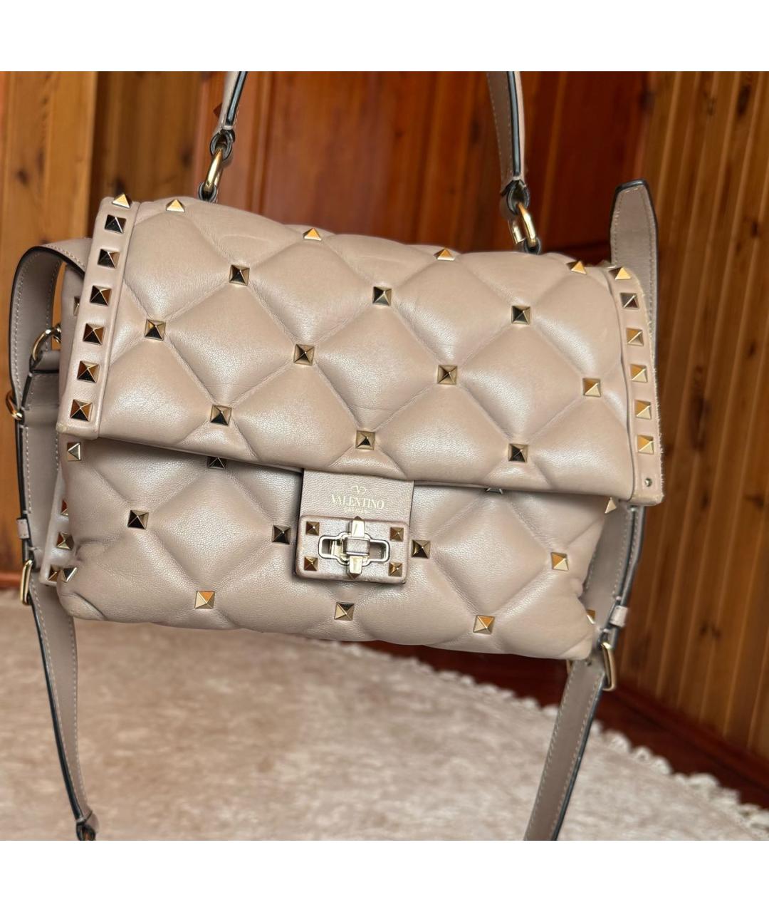 VALENTINO Бежевая кожаная сумка через плечо, фото 2