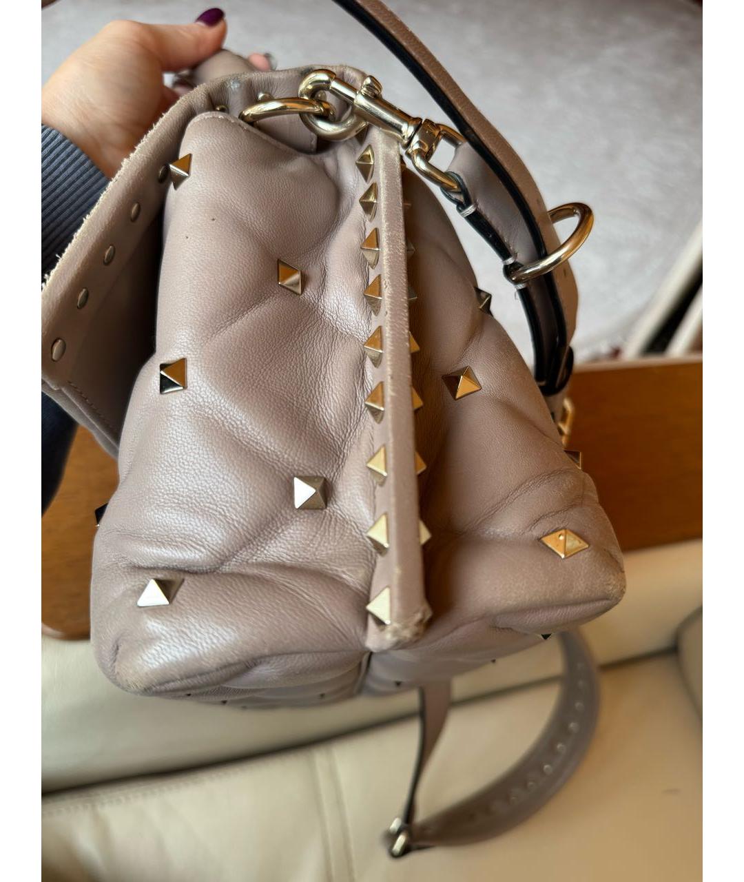 VALENTINO Бежевая кожаная сумка через плечо, фото 6