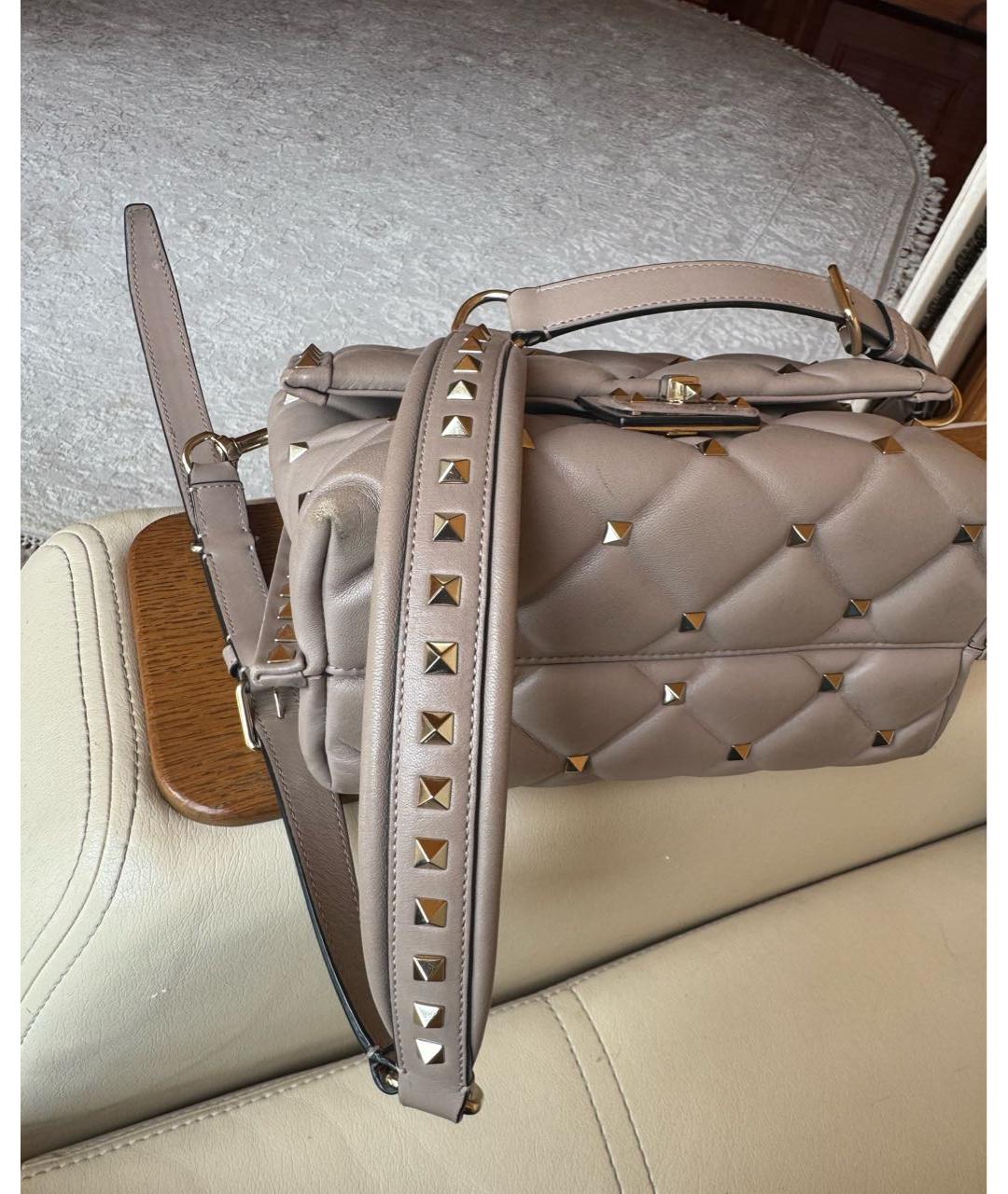 VALENTINO Бежевая кожаная сумка через плечо, фото 3