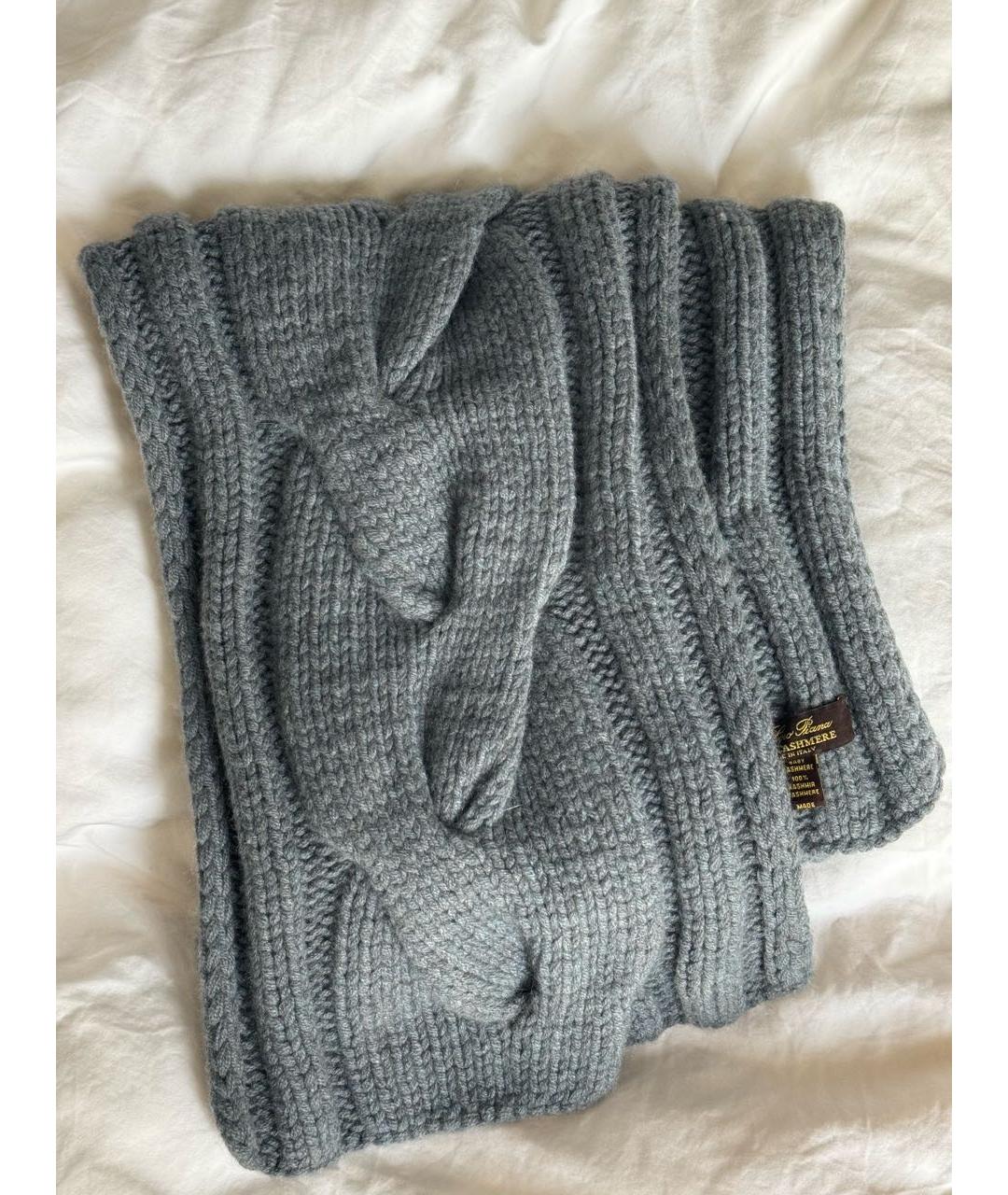 LORO PIANA Серый кашемировый шарф, фото 5