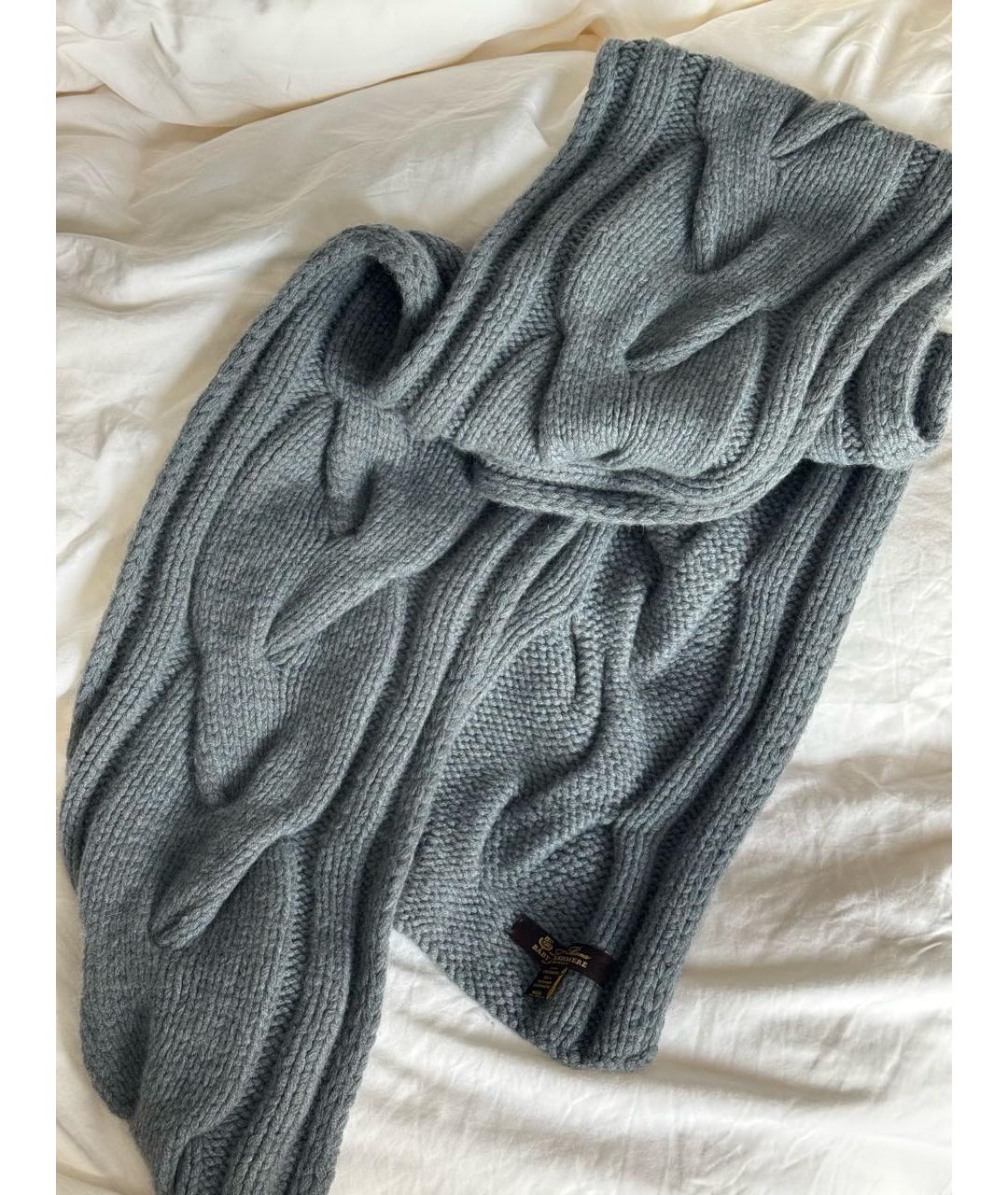 LORO PIANA Серый кашемировый шарф, фото 2