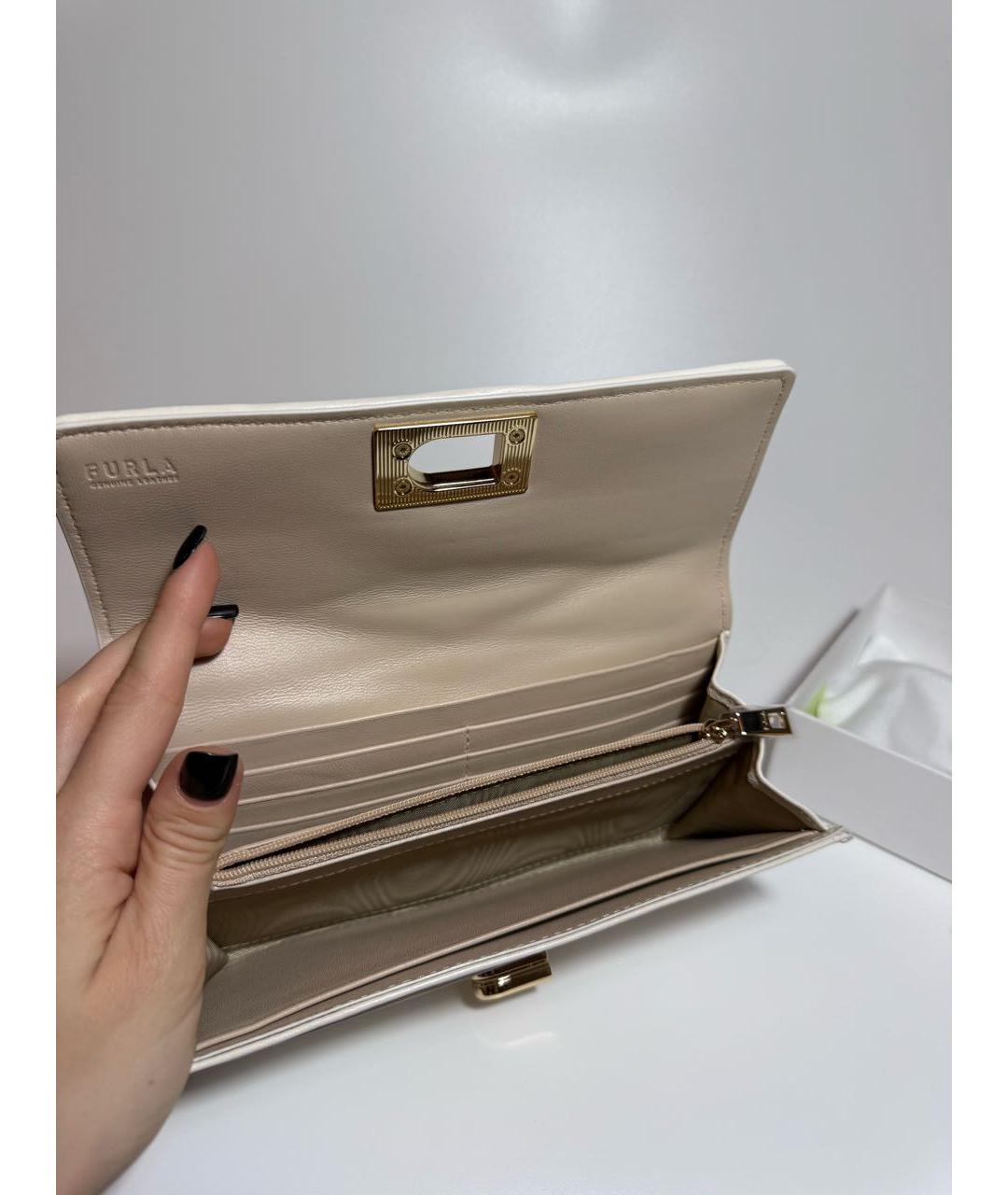 FURLA Белый кожаный кошелек, фото 4