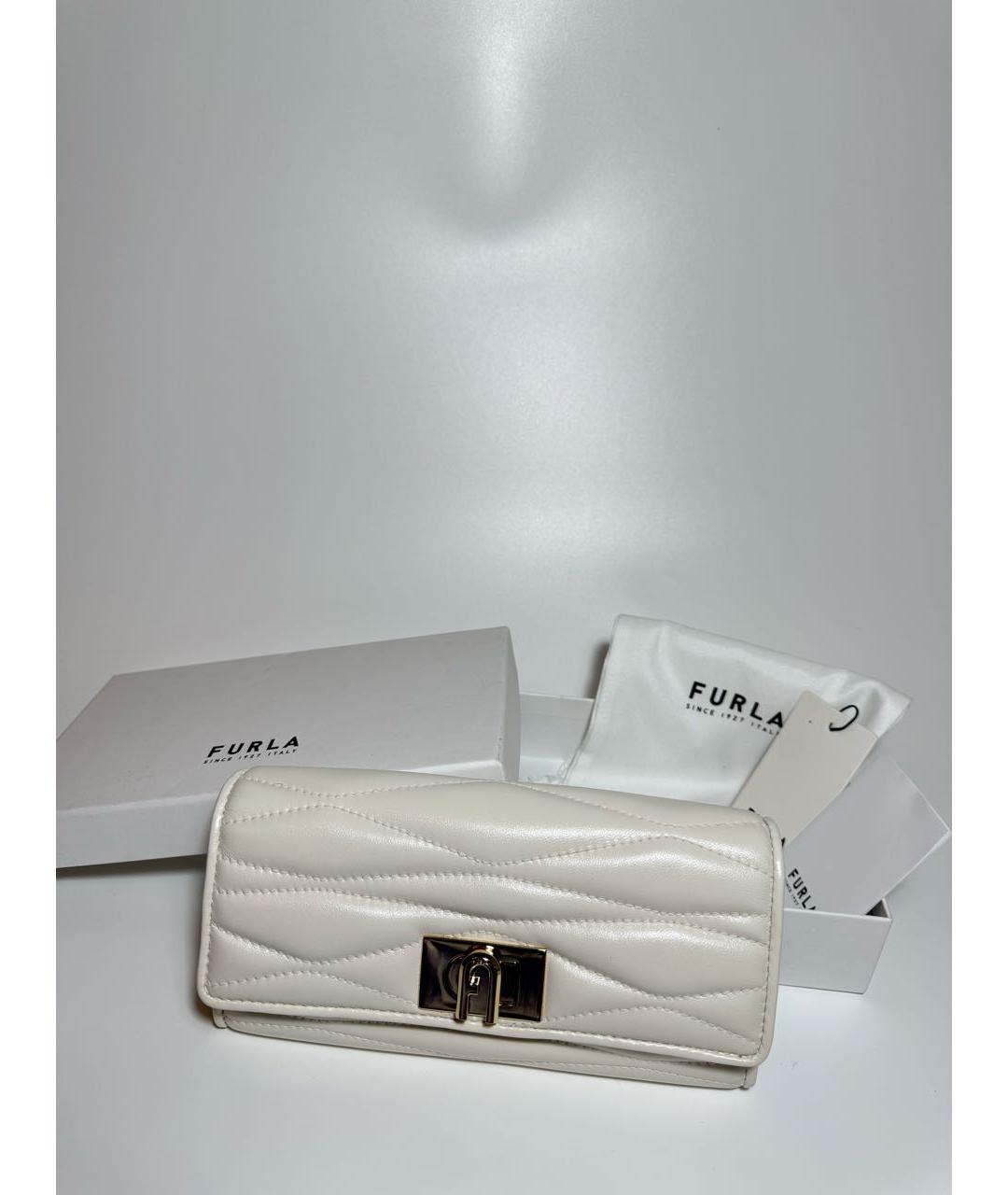 FURLA Белый кожаный кошелек, фото 5