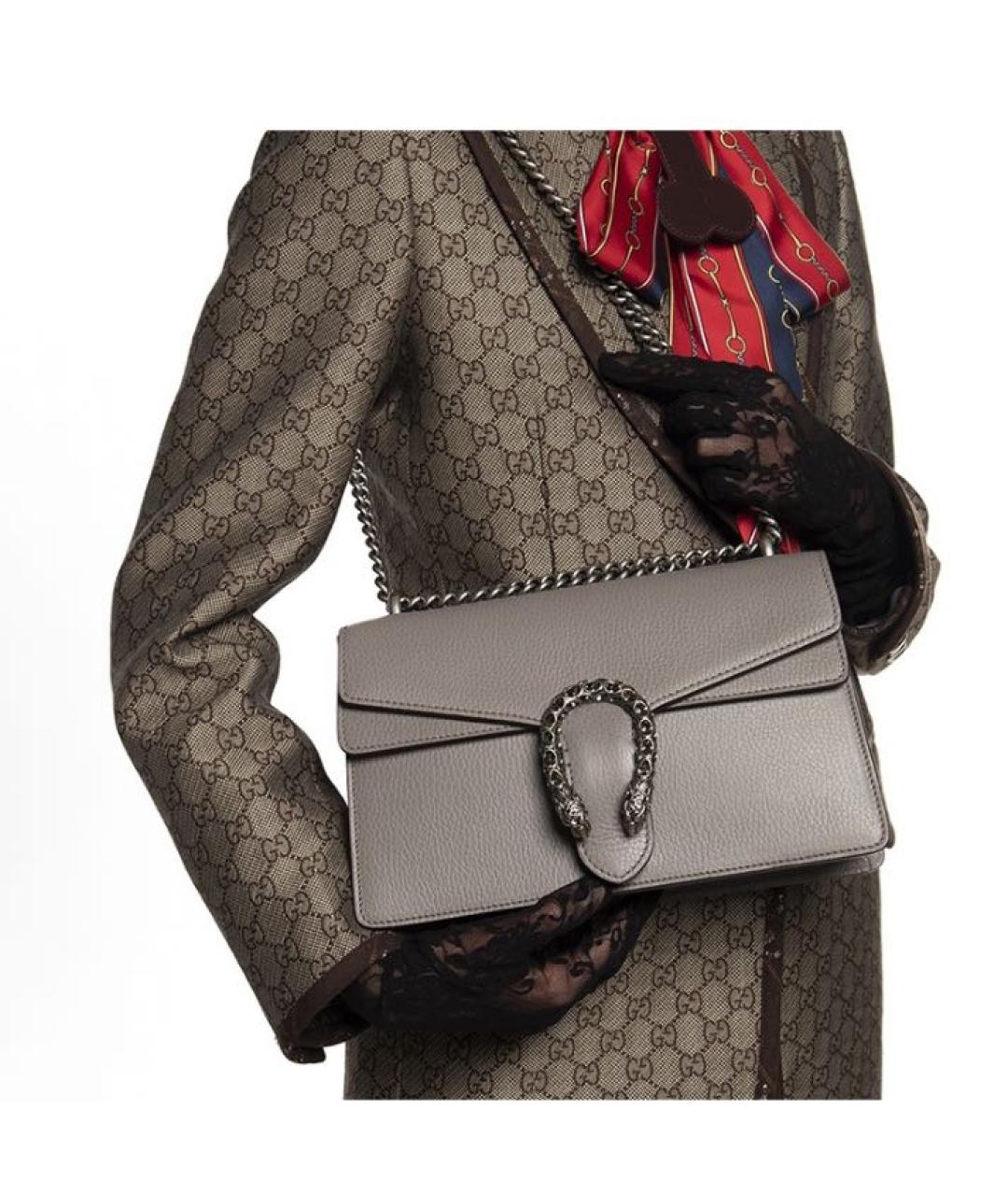 GUCCI Серая кожаная сумка через плечо, фото 8