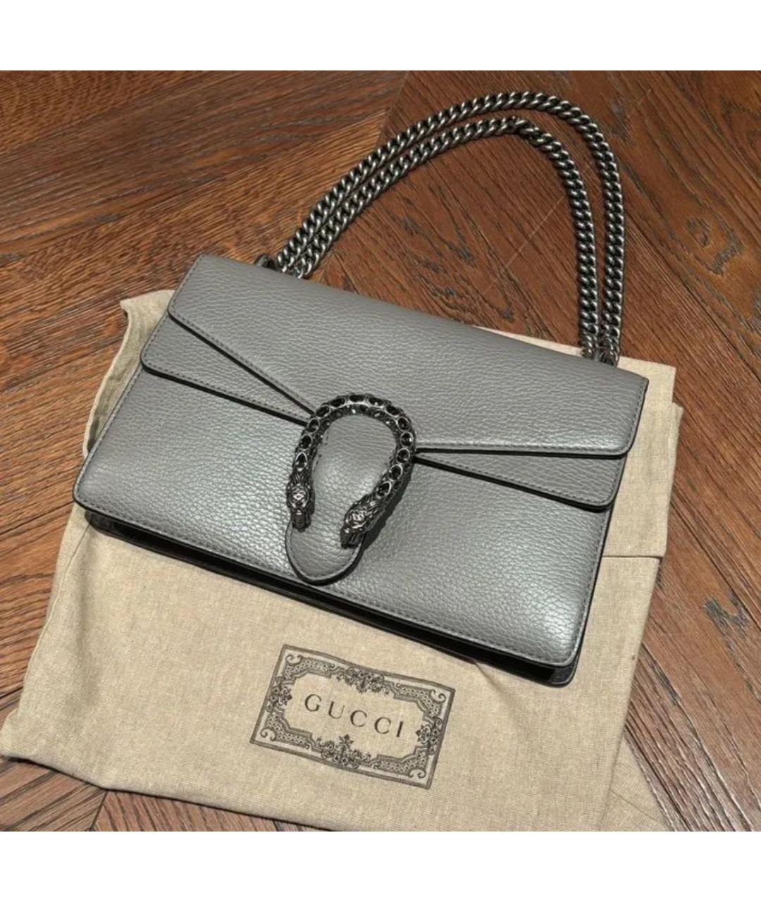 GUCCI Серая кожаная сумка через плечо, фото 6