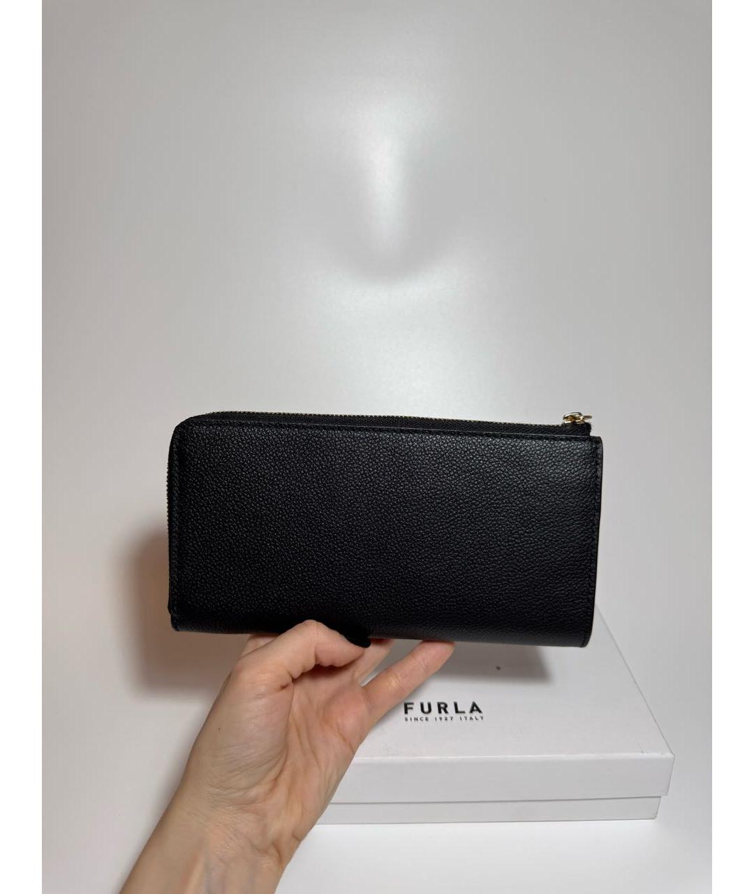 FURLA Черный кожаный кошелек, фото 4