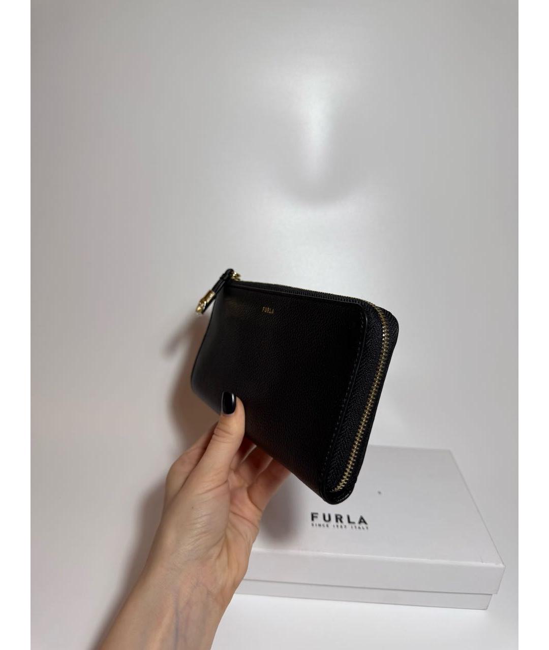FURLA Черный кожаный кошелек, фото 3