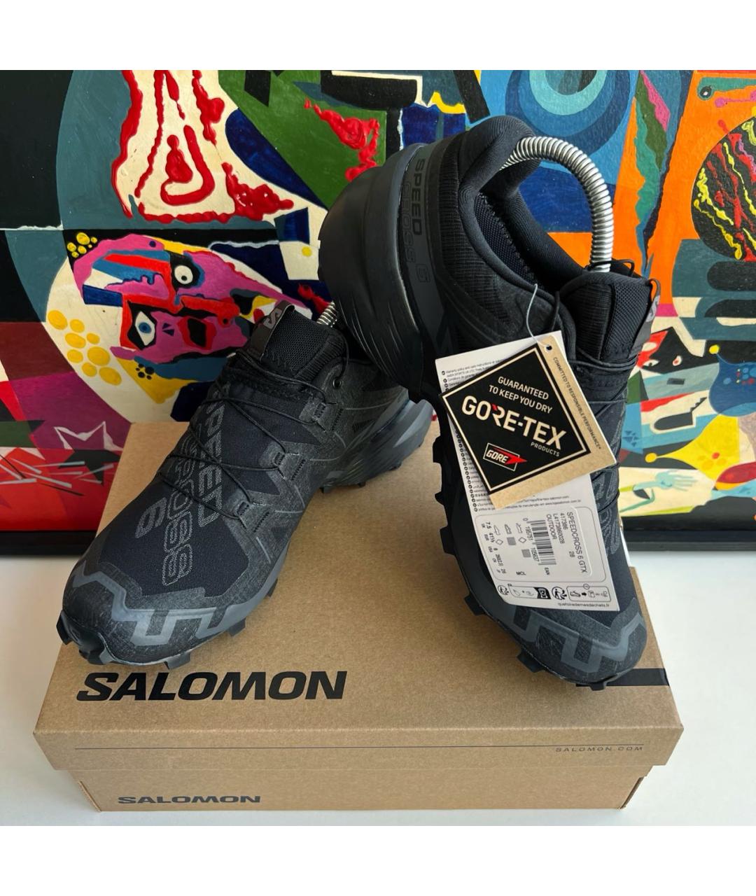 SALOMON Черные синтетические низкие кроссовки / кеды, фото 4