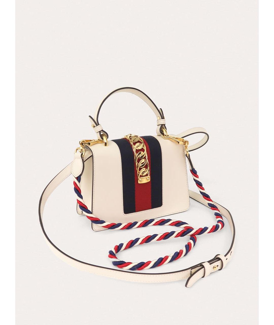 GUCCI Белая кожаная сумка через плечо, фото 5