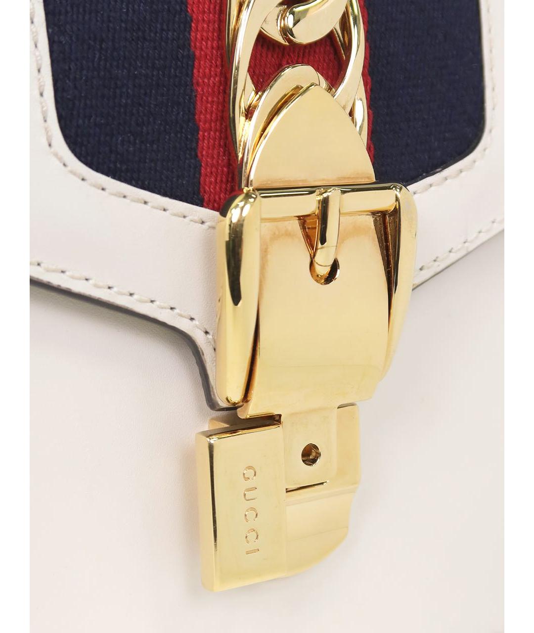 GUCCI Белая кожаная сумка через плечо, фото 7