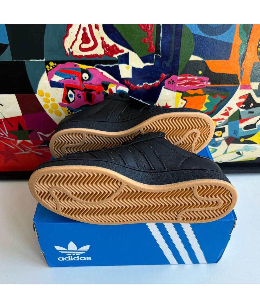 ADIDAS Черные кожаные низкие кроссовки / кеды, фото 8