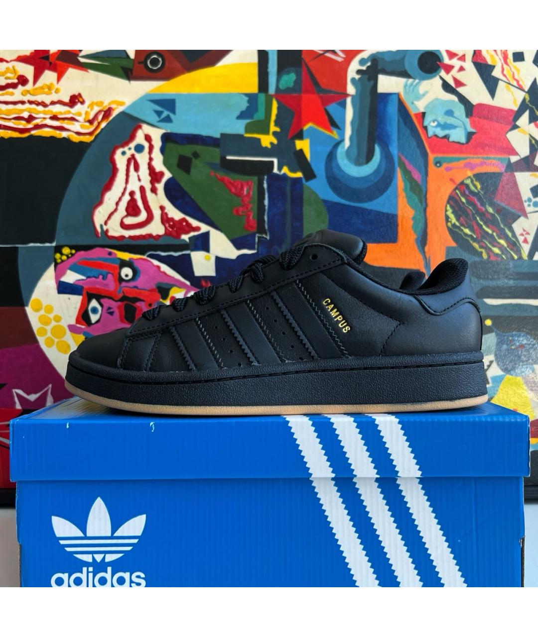 ADIDAS Черные кожаные низкие кроссовки / кеды, фото 9