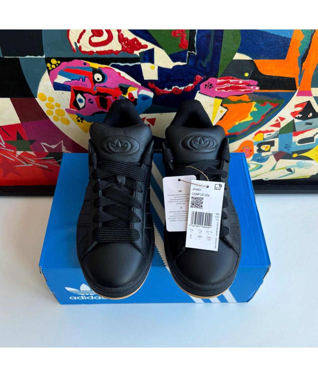 ADIDAS Черные кожаные низкие кроссовки / кеды, фото 4