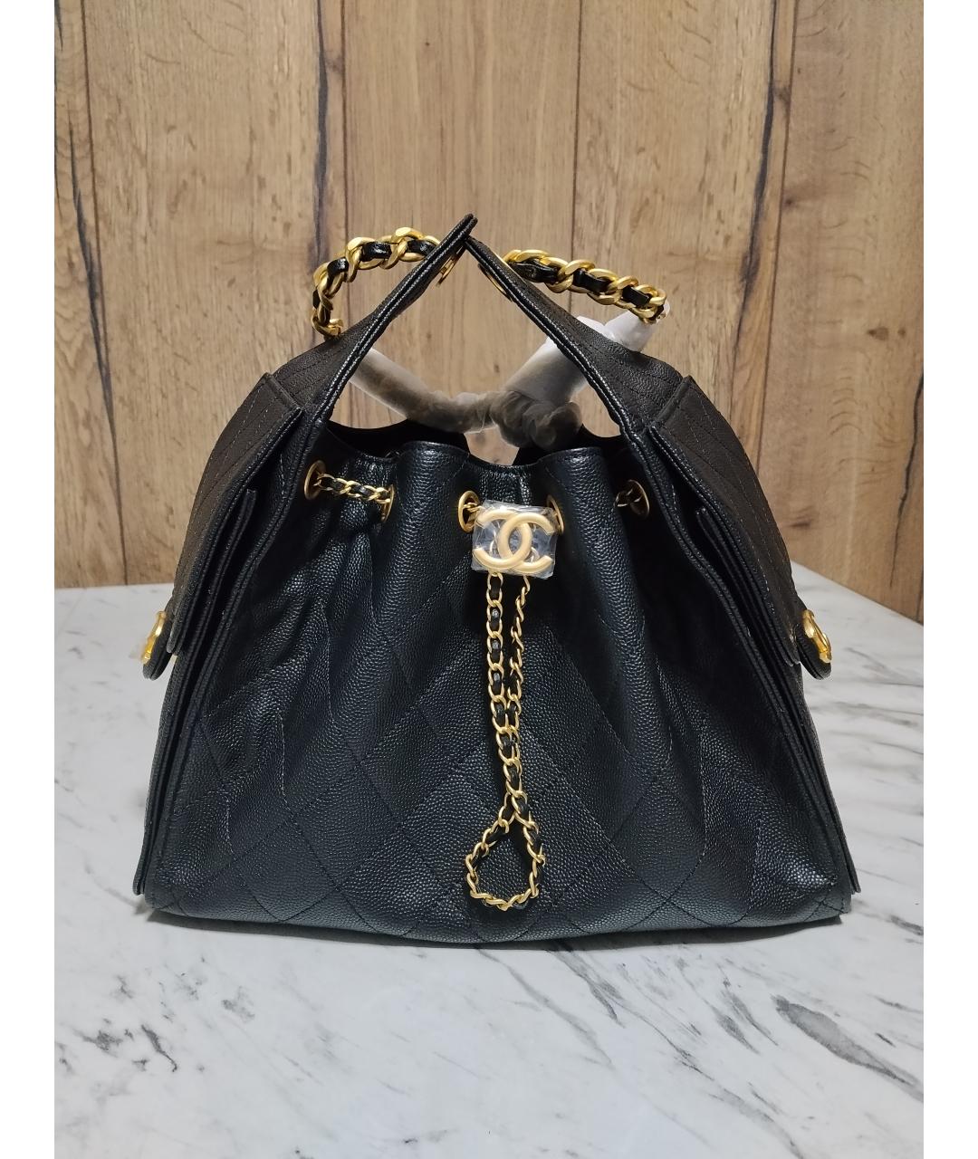 CHANEL Черная кожаная сумка через плечо, фото 10