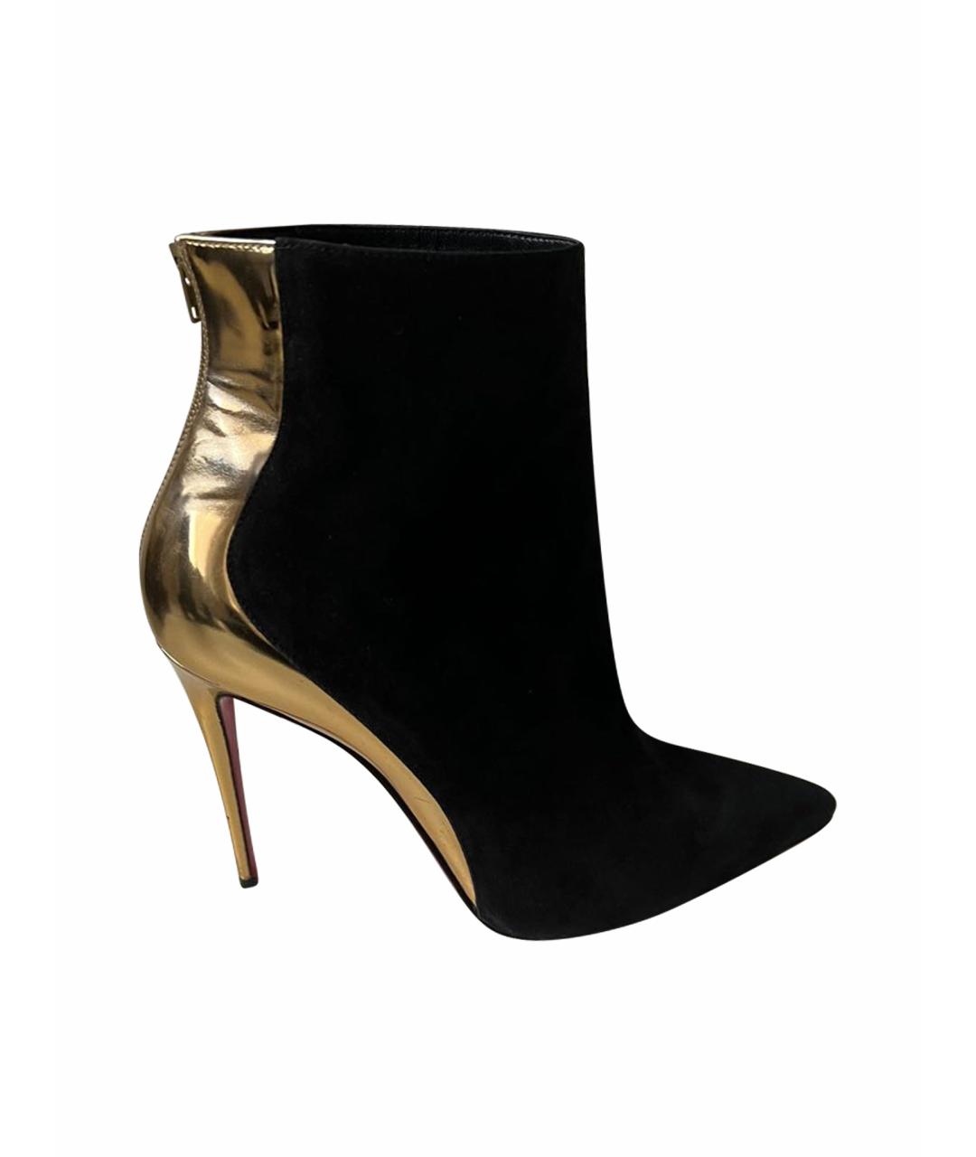 CHRISTIAN LOUBOUTIN Черные бархатные ботильоны, фото 1