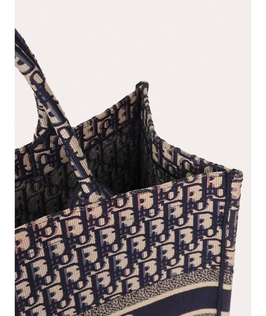 CHRISTIAN DIOR Темно-синяя жаккардовая сумка тоут, фото 7