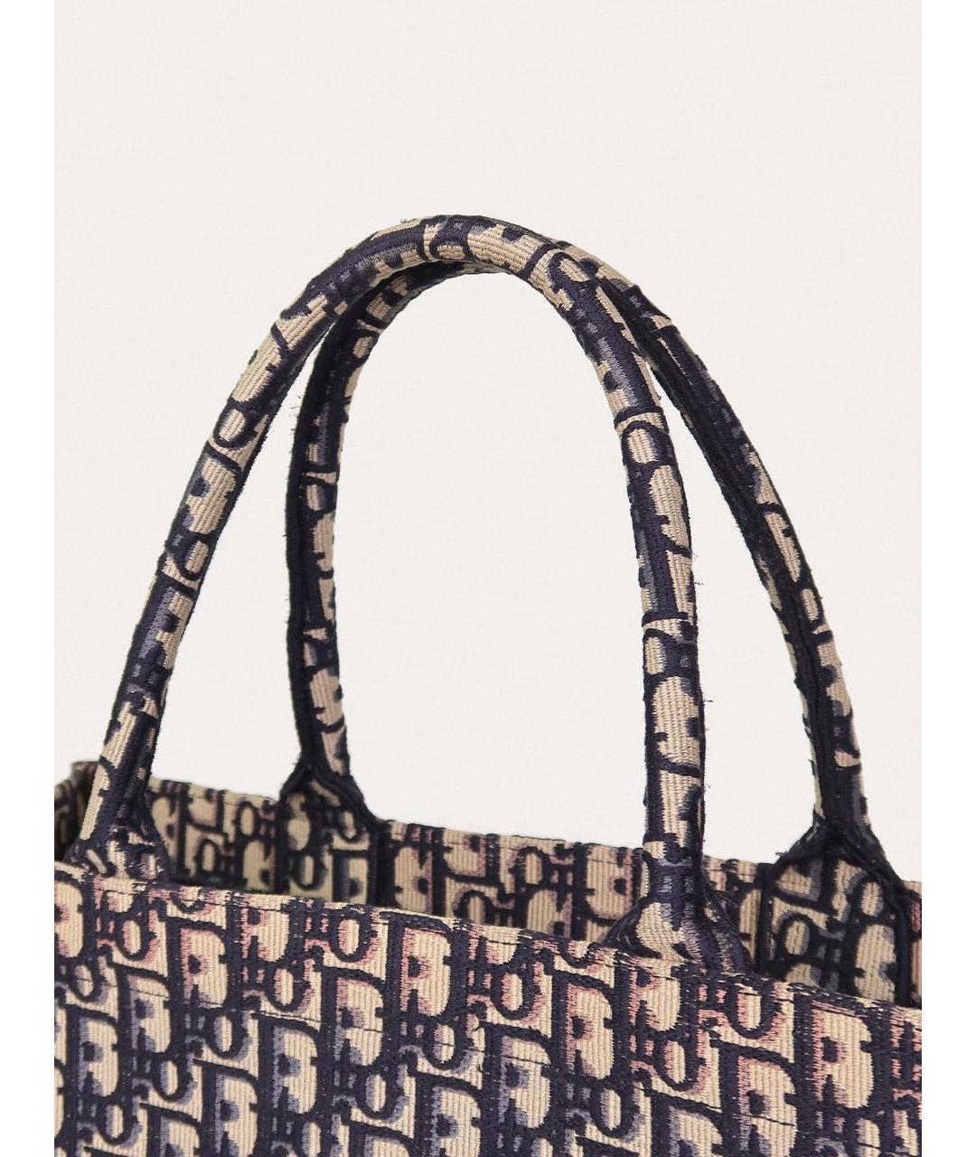 CHRISTIAN DIOR Темно-синяя жаккардовая сумка тоут, фото 6