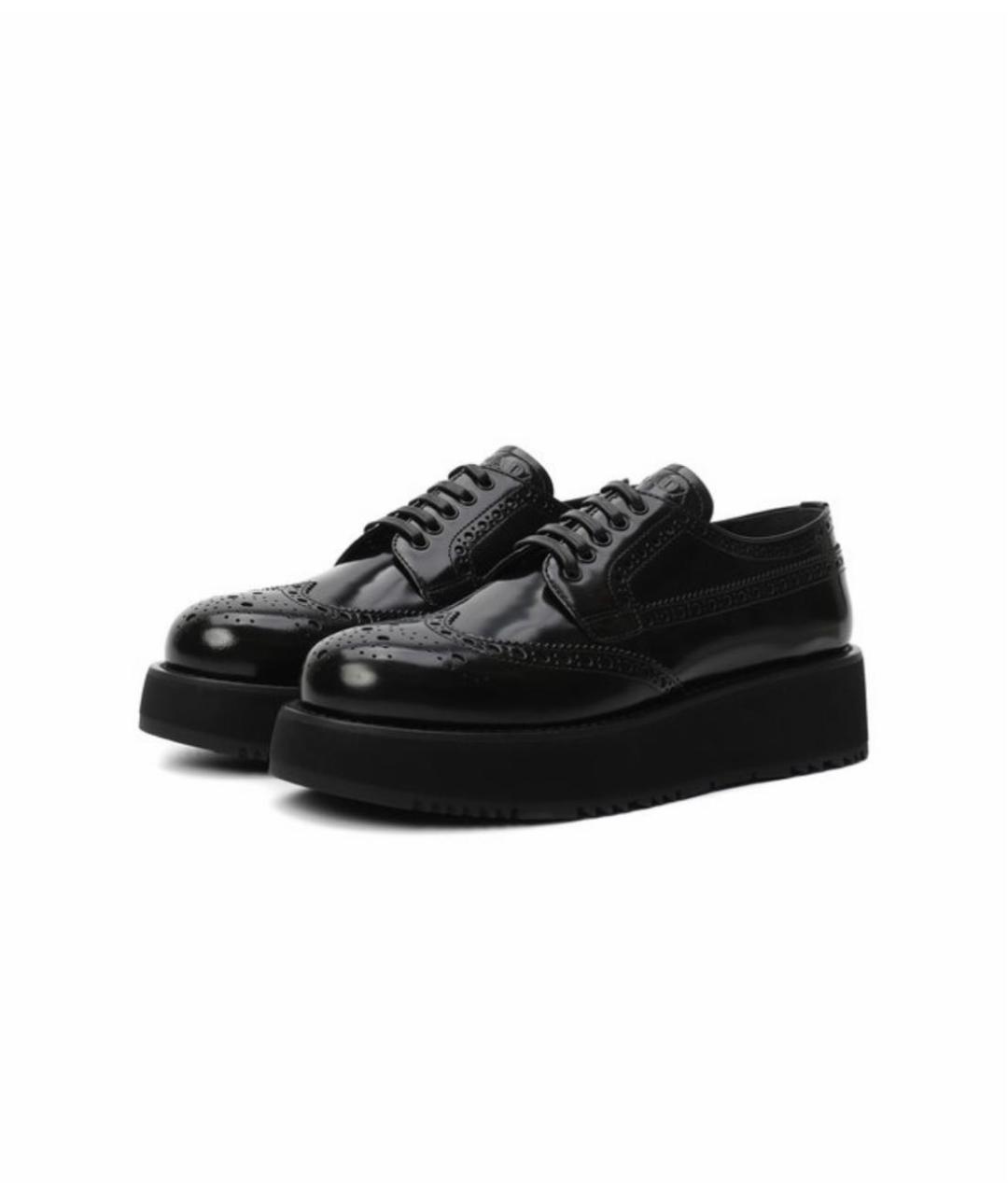 PRADA Черные кожаные брогги и оксфорды, фото 5