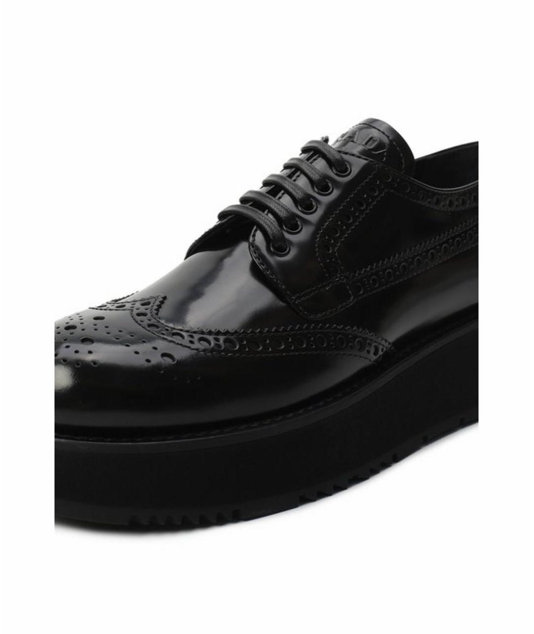 PRADA Черные кожаные брогги и оксфорды, фото 4