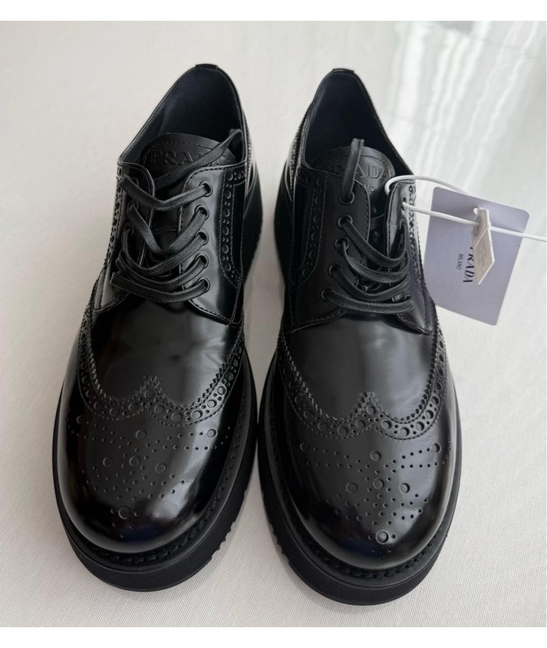 PRADA Черные кожаные брогги и оксфорды, фото 2