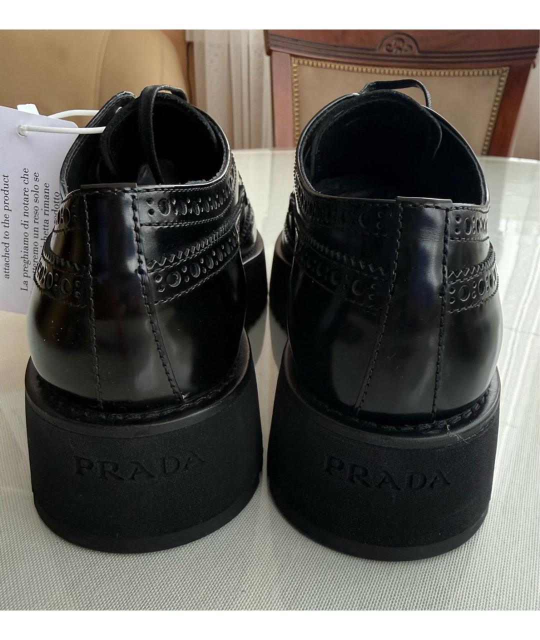PRADA Черные кожаные брогги и оксфорды, фото 4