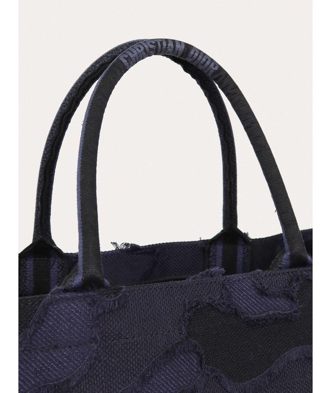 CHRISTIAN DIOR Темно-синяя жаккардовая сумка тоут, фото 6