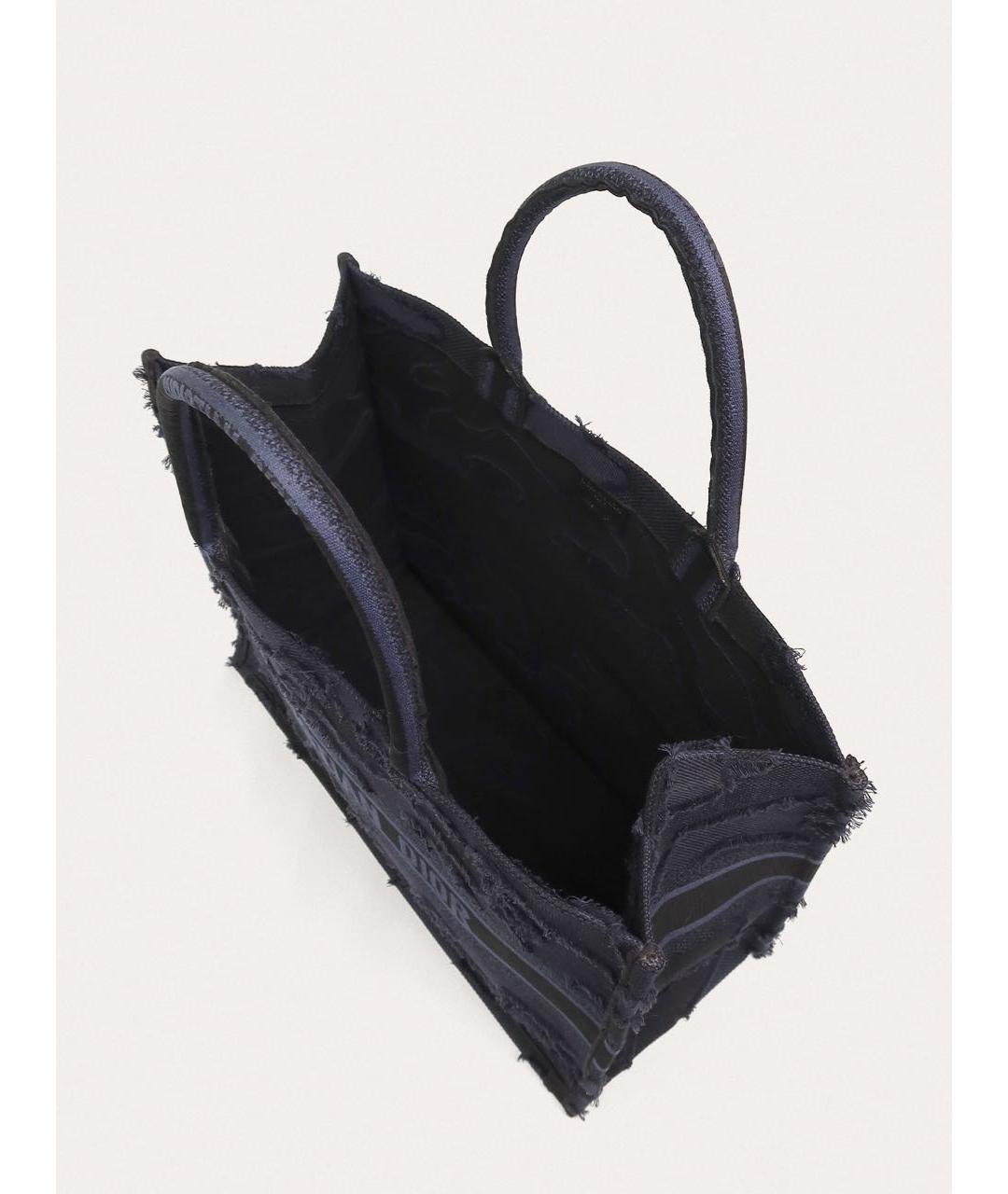 CHRISTIAN DIOR Темно-синяя жаккардовая сумка тоут, фото 4