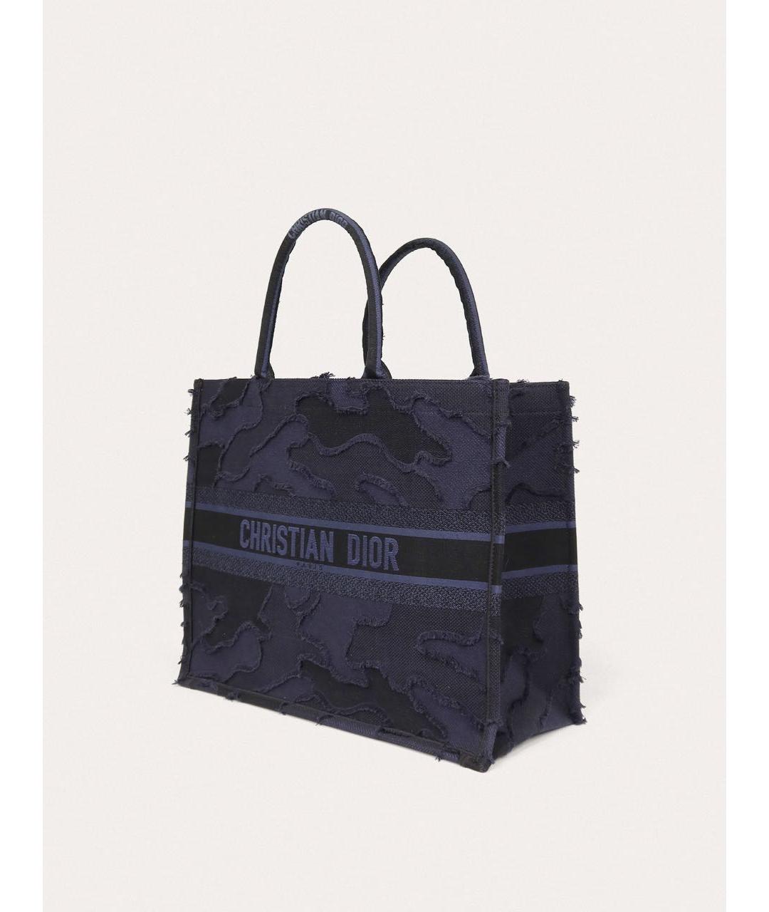 CHRISTIAN DIOR Темно-синяя жаккардовая сумка тоут, фото 2