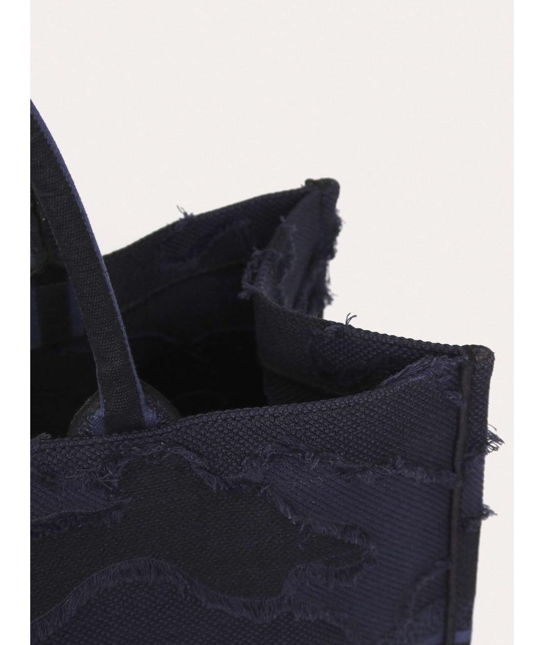 CHRISTIAN DIOR Темно-синяя жаккардовая сумка тоут, фото 7