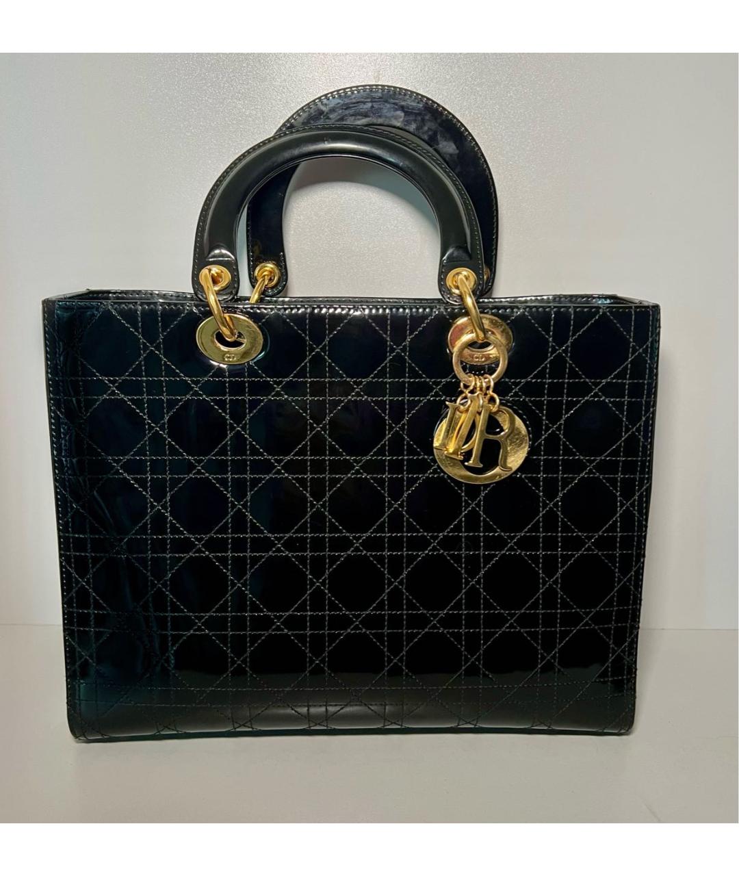 CHRISTIAN DIOR Черная сумка с короткими ручками из лакированной кожи, фото 9