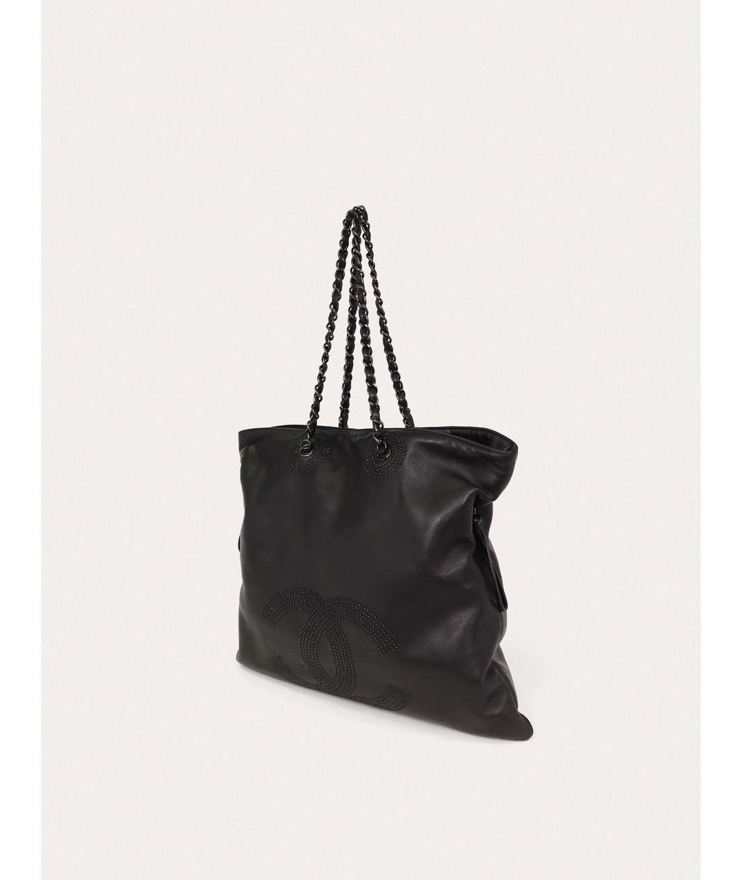 CHANEL Черная кожаная сумка тоут, фото 2