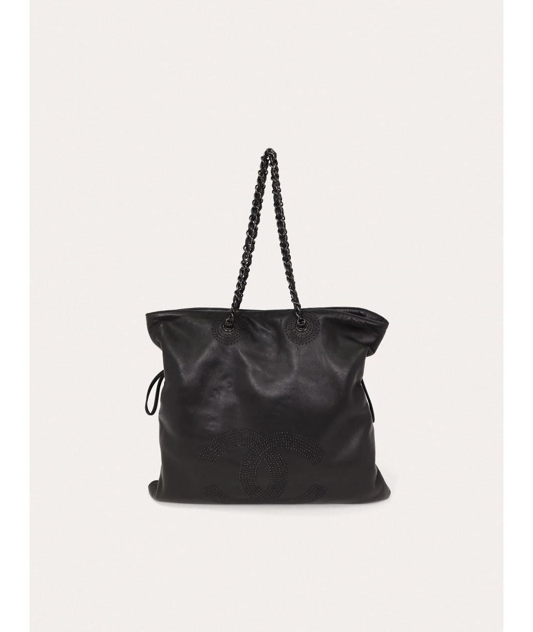 CHANEL Черная кожаная сумка тоут, фото 9