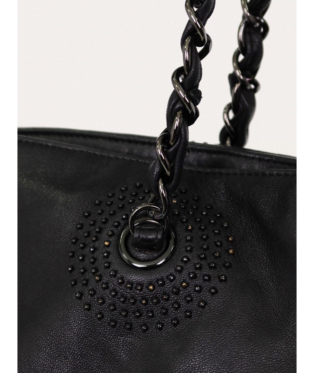 CHANEL Черная кожаная сумка тоут, фото 7